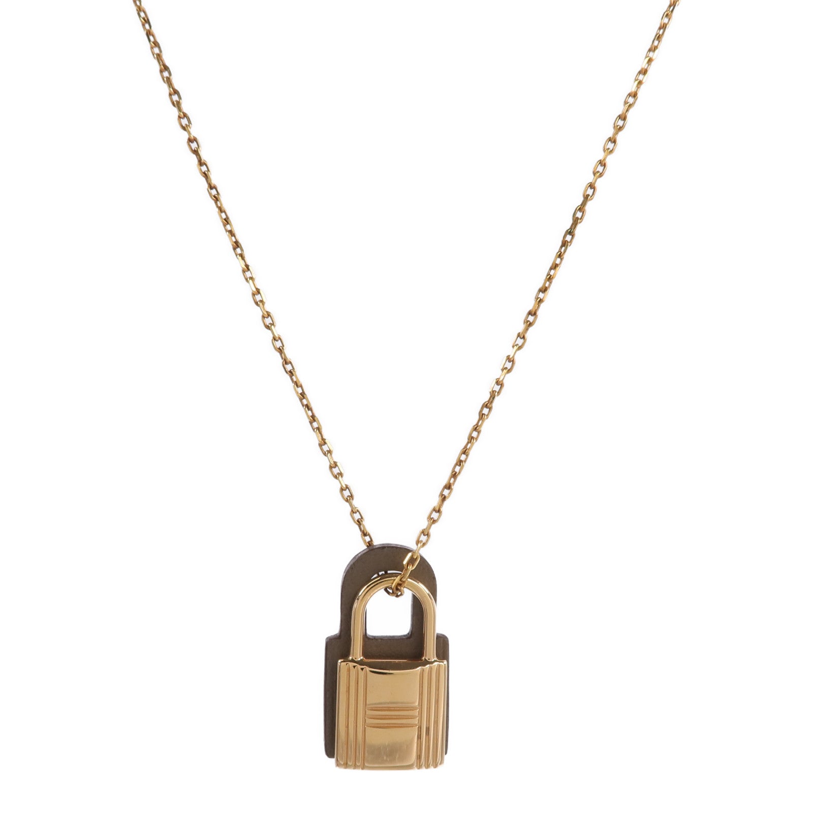 HERMES Swift皮革/金屬O'Kelly Necklace項鍊Etoupe