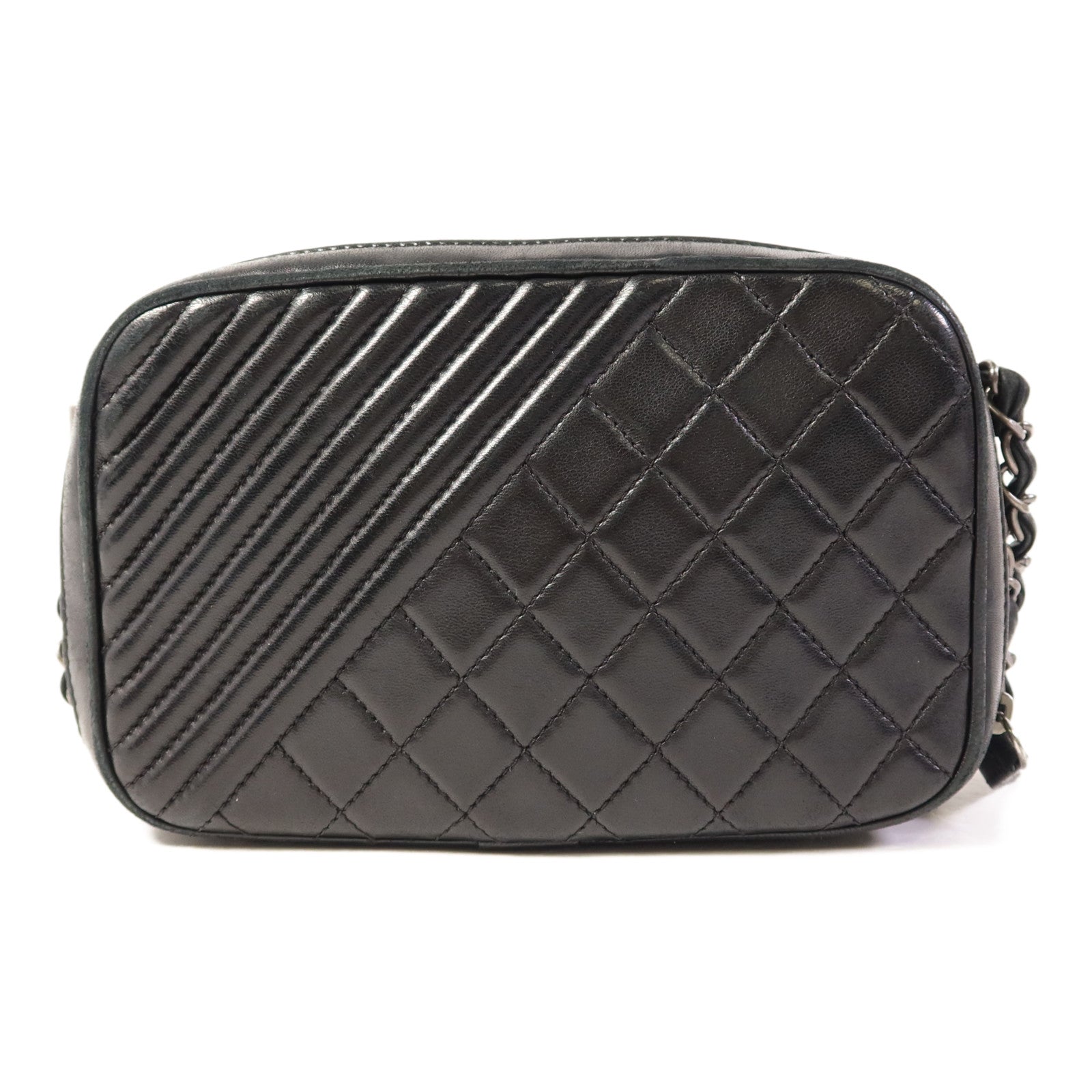 CHANEL 牛皮皮革Chain Shoulder Bag銀扣鏈帶肩背袋