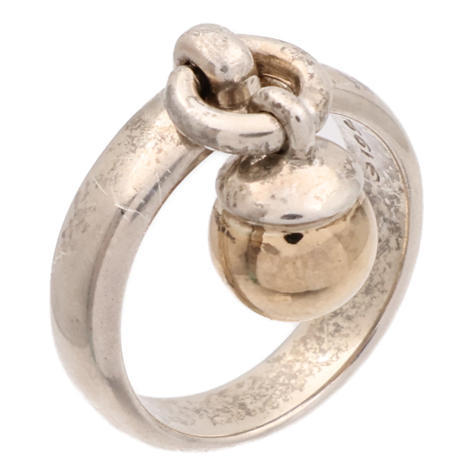 TIFFANY&CO 925純銀/18K黃金Ball Dangle Ring戒指US#6