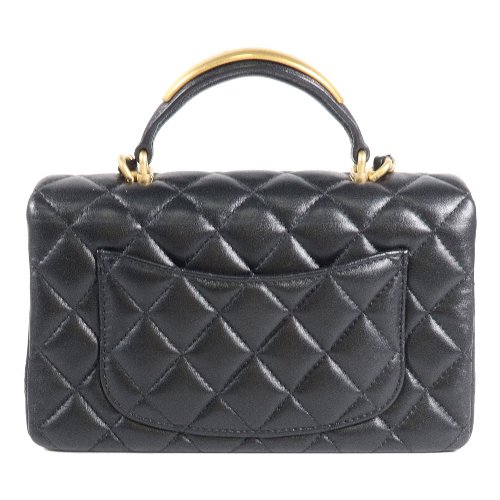 CHANEL 羊皮皮革Mini Classic 20 With Handle鏈帶手挽肩背兩用袋
