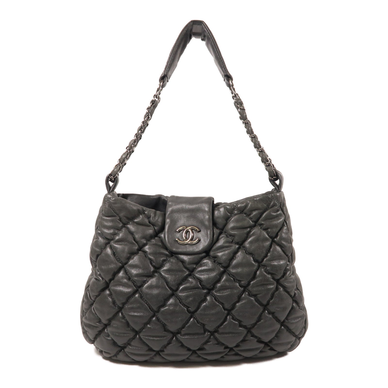 CHANEL 羊皮皮革Shoulder Bag銀扣肩背袋