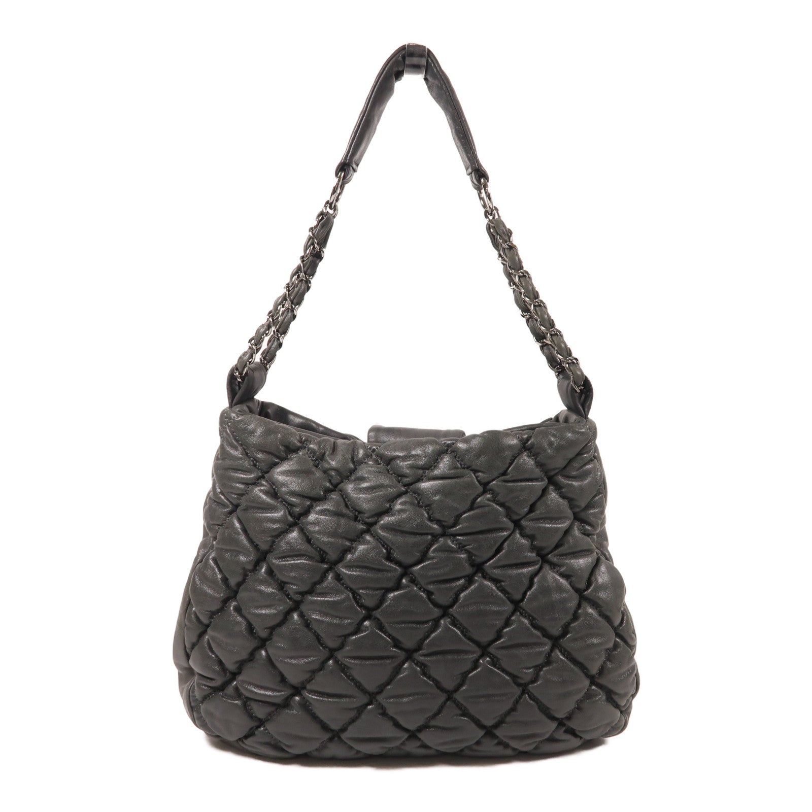 CHANEL 羊皮皮革Shoulder Bag銀扣肩背袋