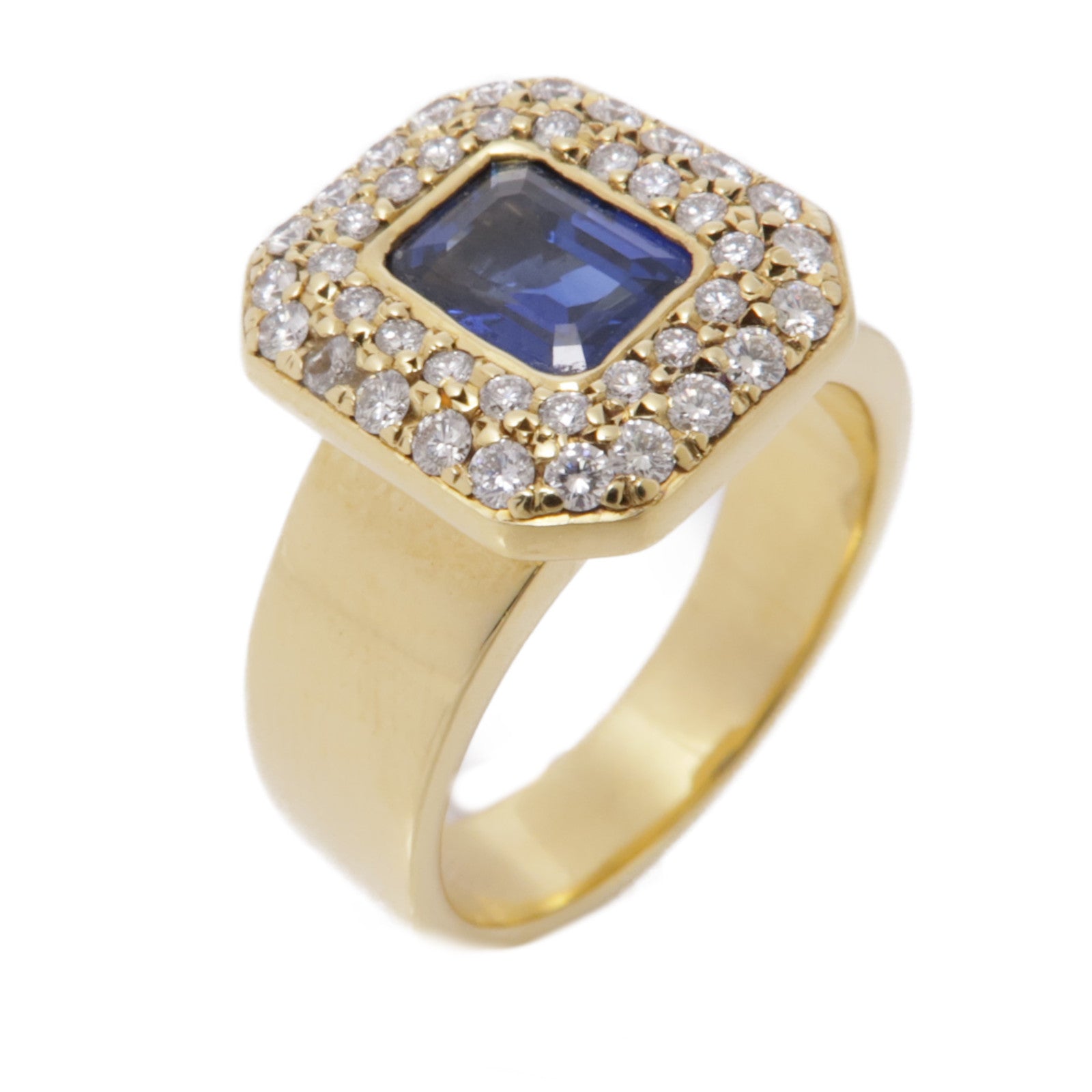 JEWELRY 【激減優惠】18K黃金Sapphire Diamond Ring藍寶石/鑽石戒指US#6.25