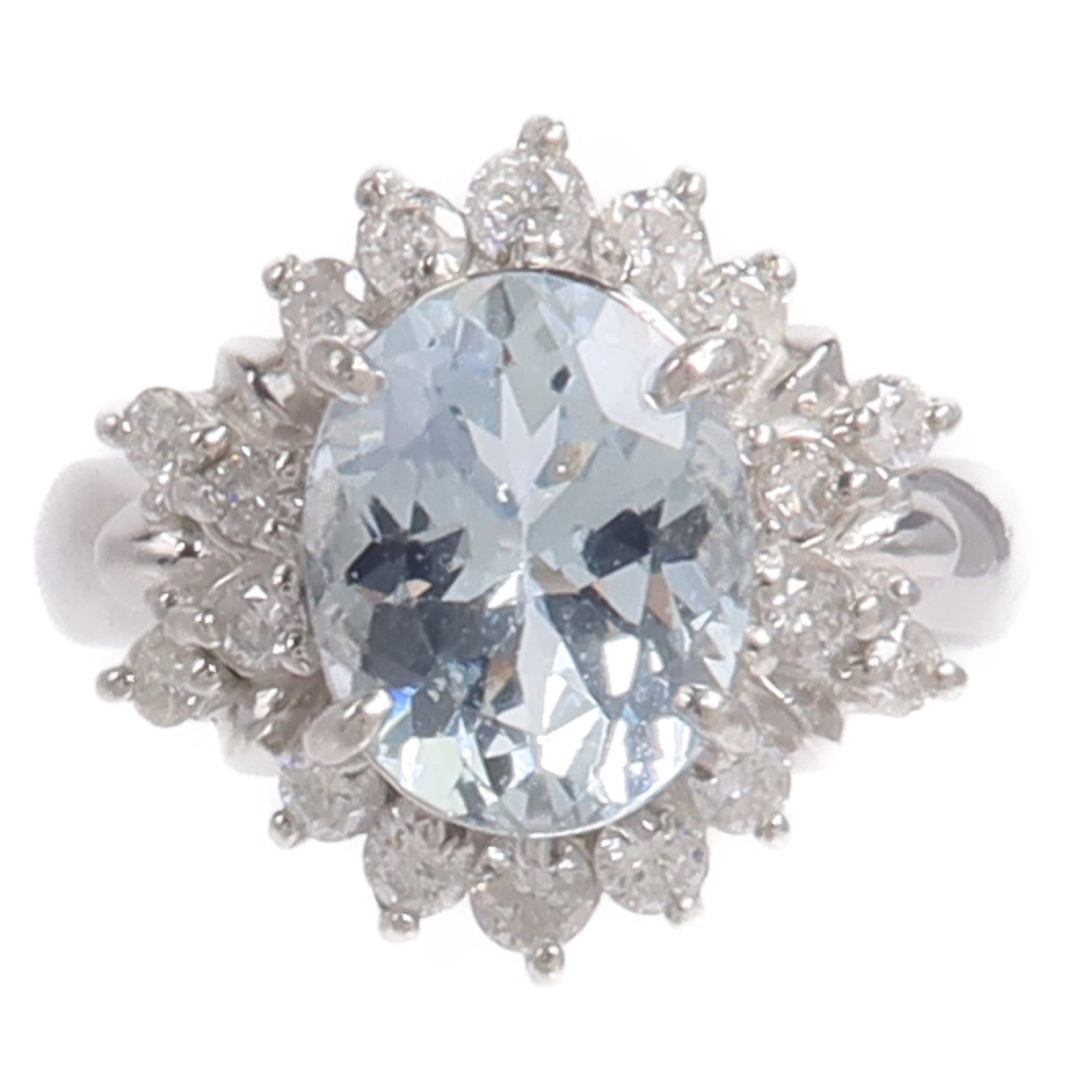 JEWELRY PT900鉑金Aquamarine Diamond Ring藍晶/鑽石戒指