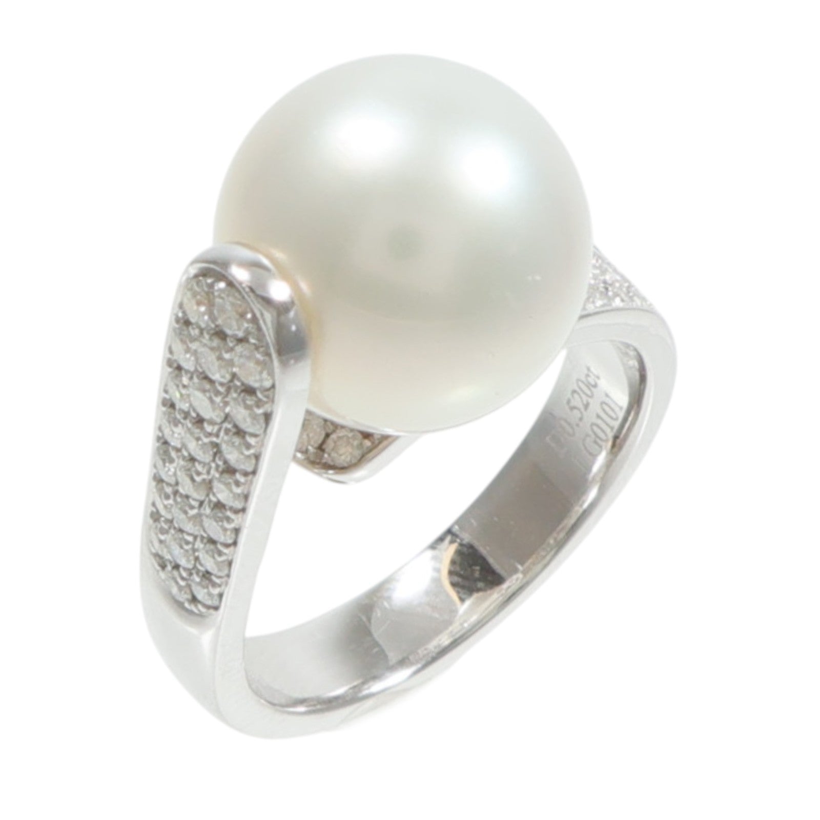 JEWELRY 18K白金Pearl Diamond Ring珍珠/鑽石戒指