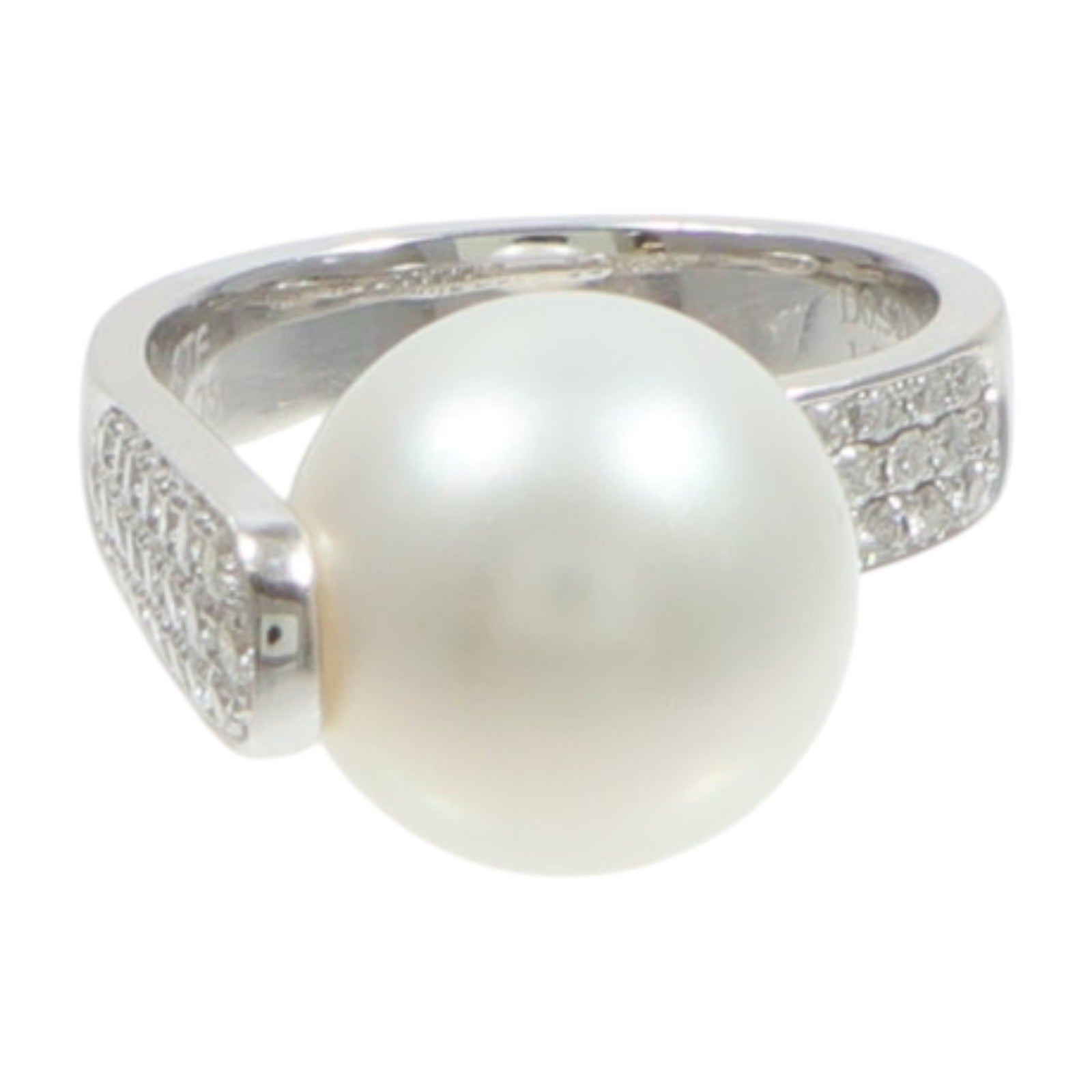 JEWELRY 18K白金Pearl Diamond Ring珍珠/鑽石戒指