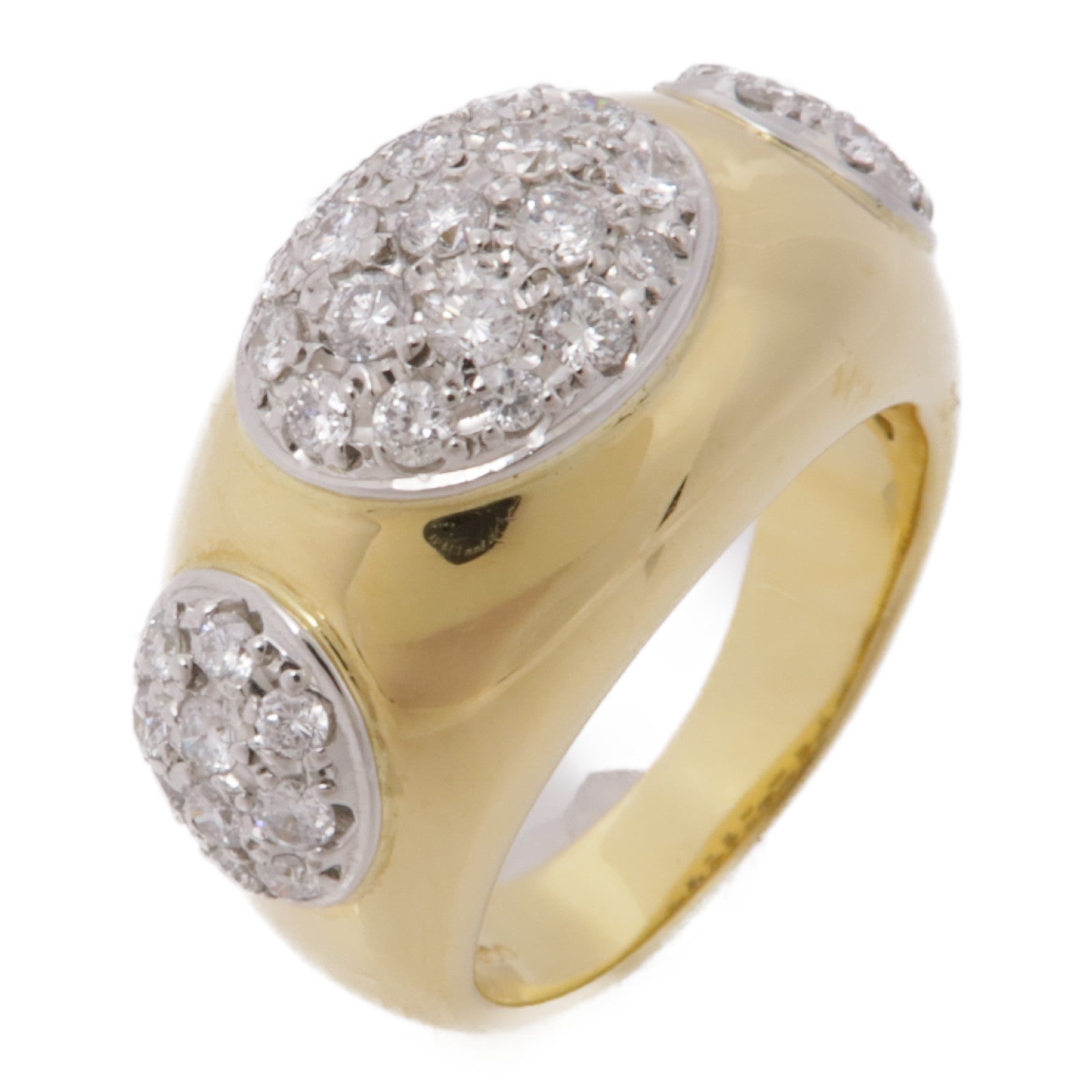 JEWELRY Diamond Ring 18K Yellow Gold PT900 Platinum US#6.75