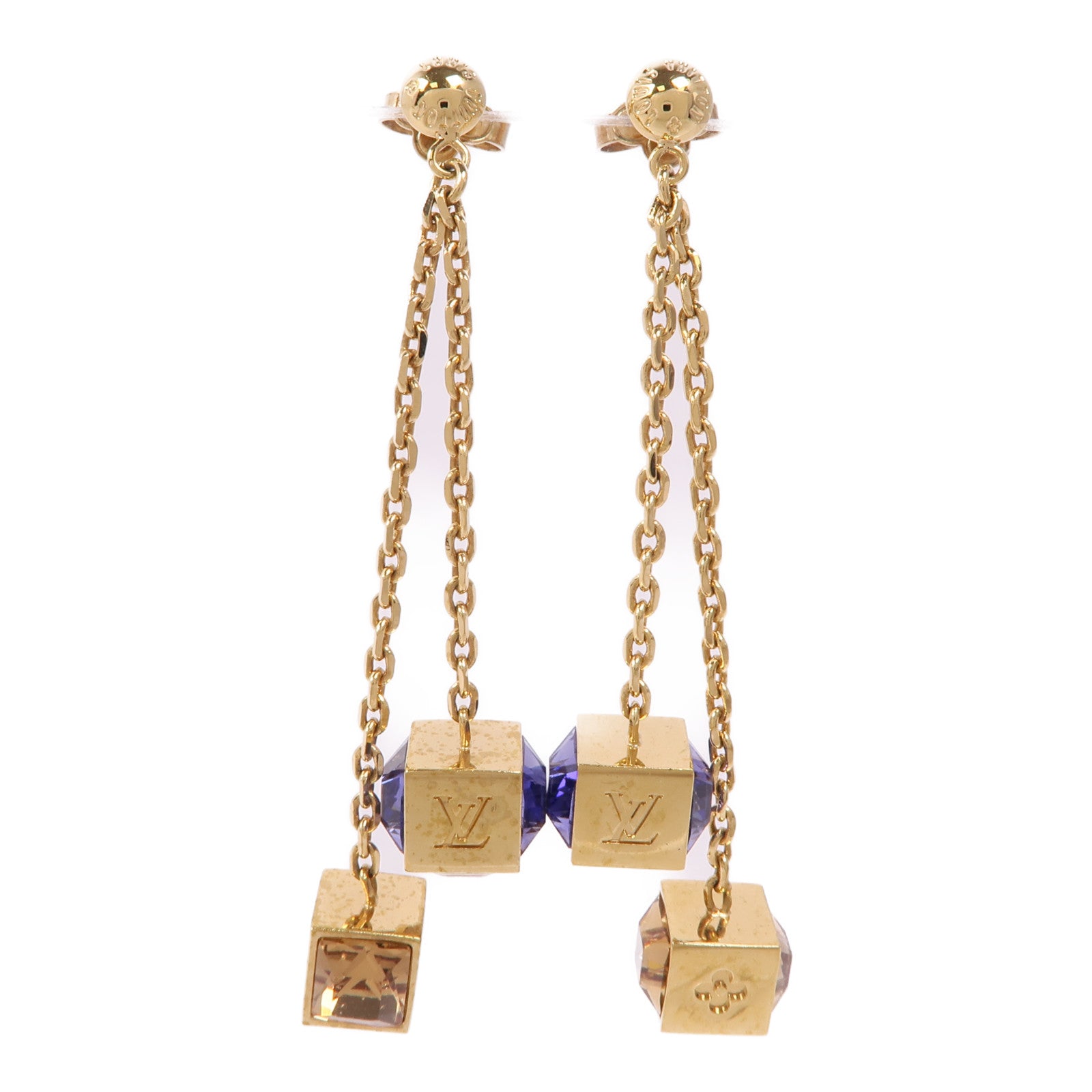 LOUIS VUITTON LV Earrings Metal Gold Blue