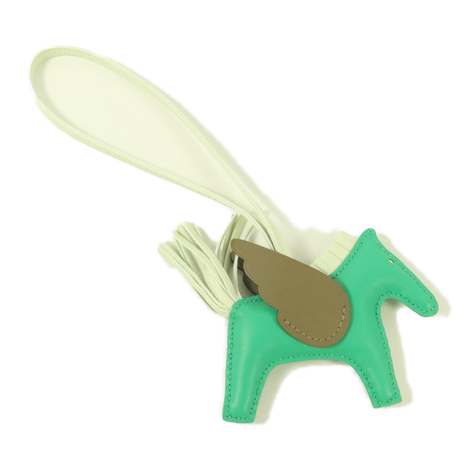 HERMES Milo皮革Rodeo Pegase PM掛飾Menthe/Vert Fizz/Etoupe