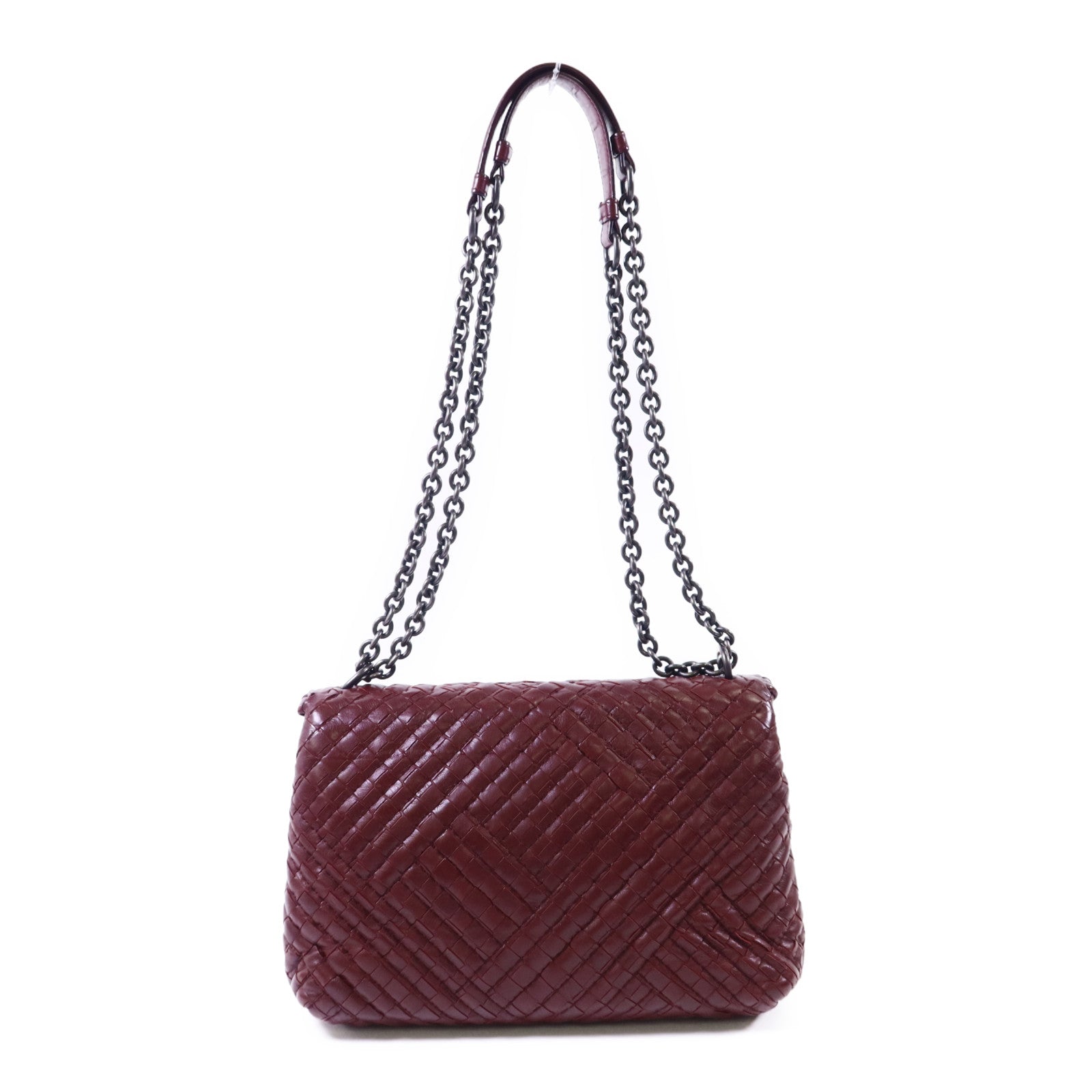 BOTTEGA VENETA 【激減優惠】織紋皮革Shoulder Bag鏈帶肩背袋