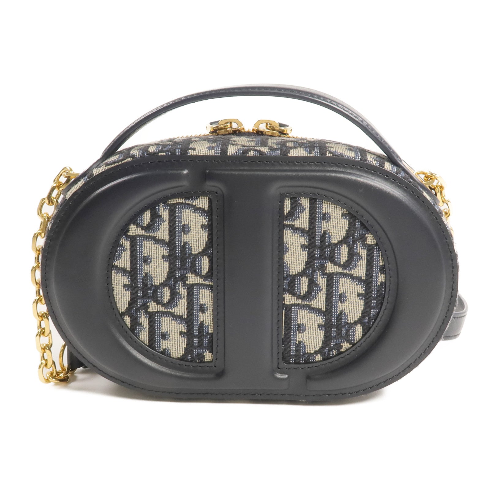 Dior 帆布/皮革CD Signature Oval Camera金扣手挽肩背兩用袋