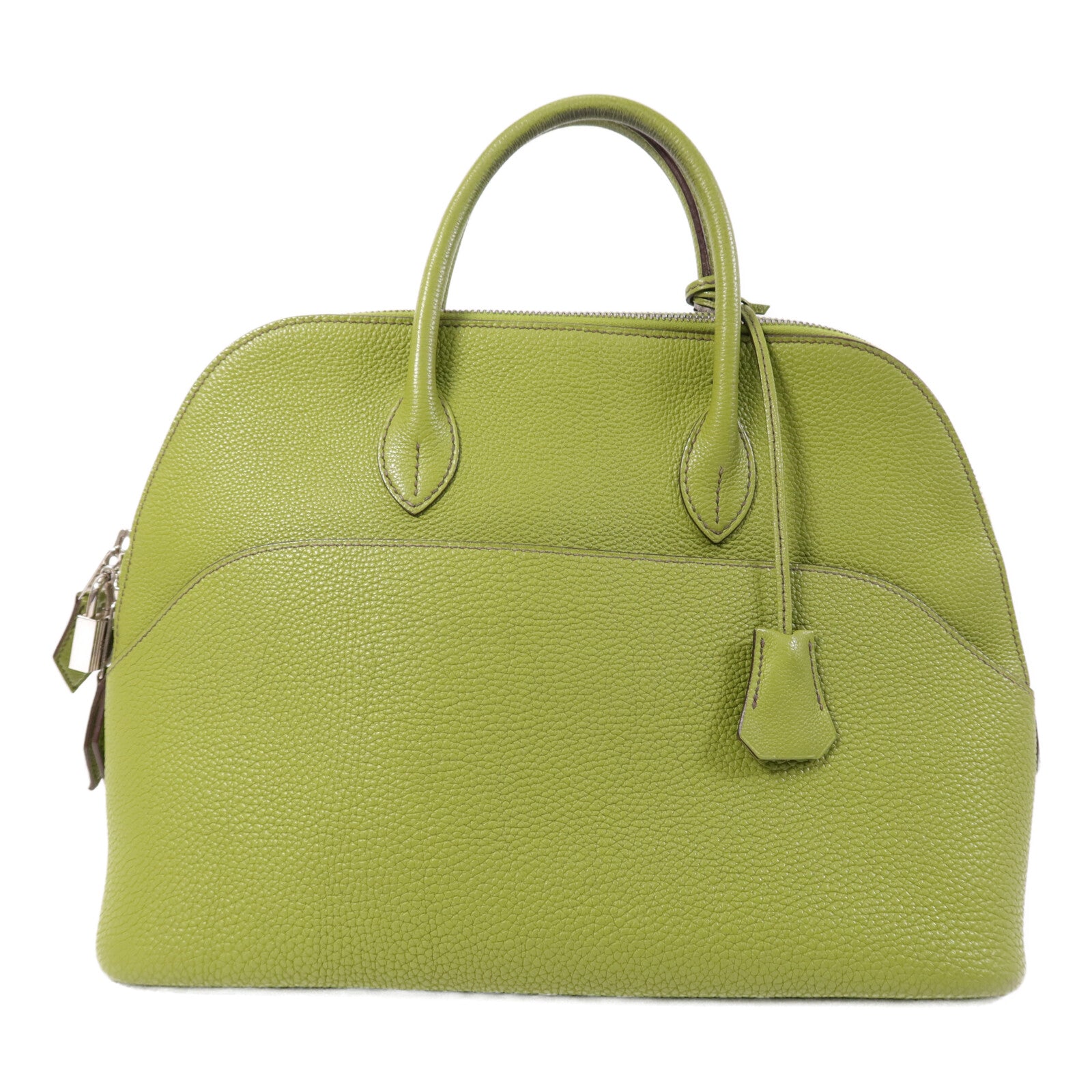 HERMES Togo皮革Bolide1923 30銀扣手挽袋Vert Anis