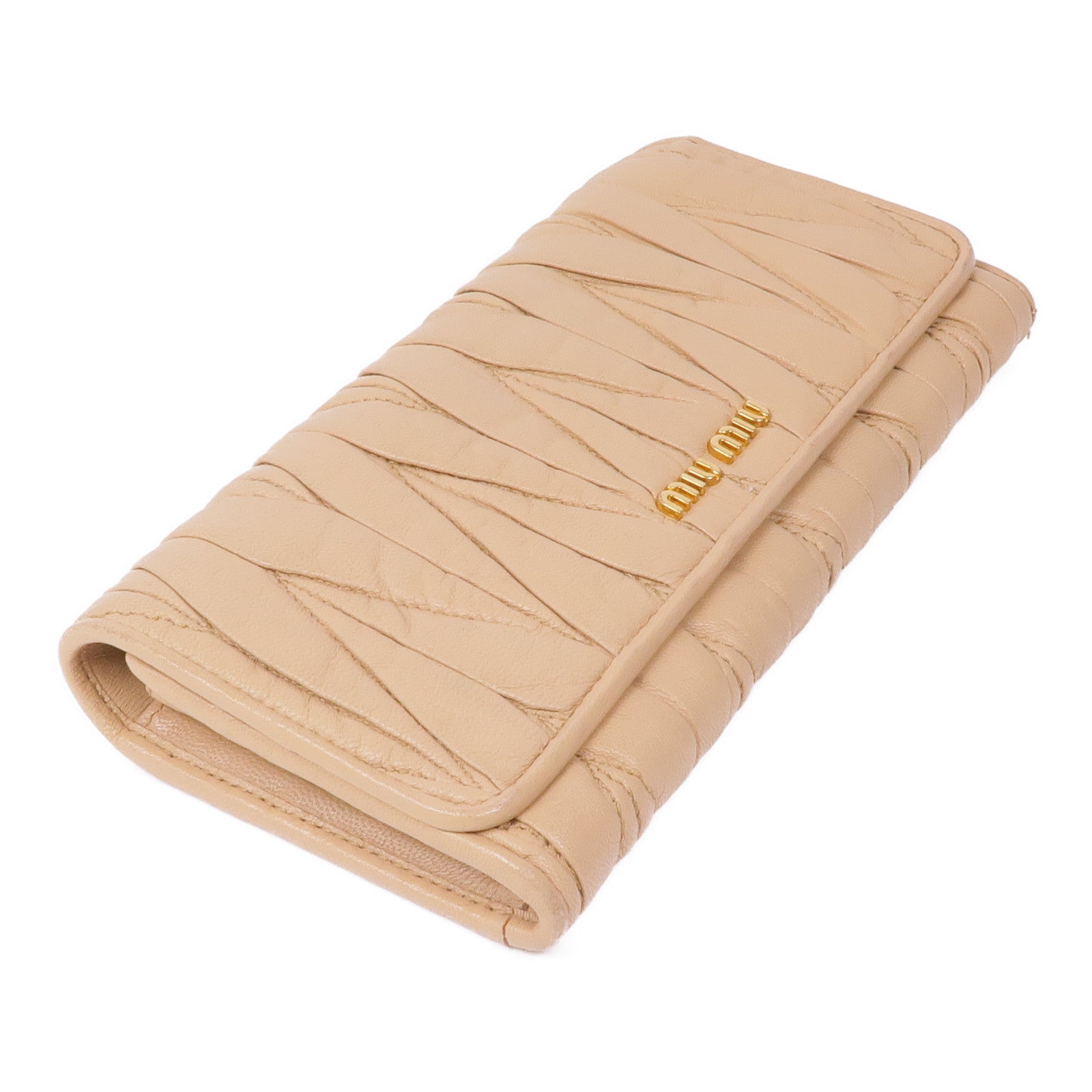 Miu Miu Nappa皮革Matelasse Long Wallet金扣長錢包