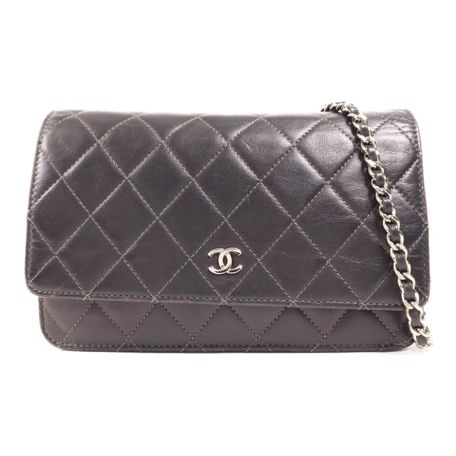 CHANEL 羊皮皮革WOC Wallet On Chain銀扣鏈帶肩背袋