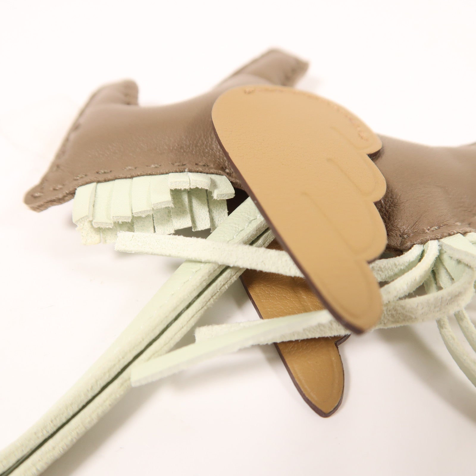 HERMES Milo/Swift皮革Rodeo Pegase PM掛飾Etoupe/Biscuit