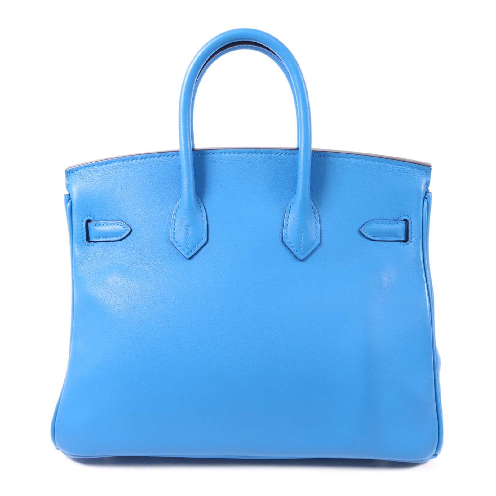 HERMES Swift皮革Birkin 25銀扣手挽袋Bleu Frida