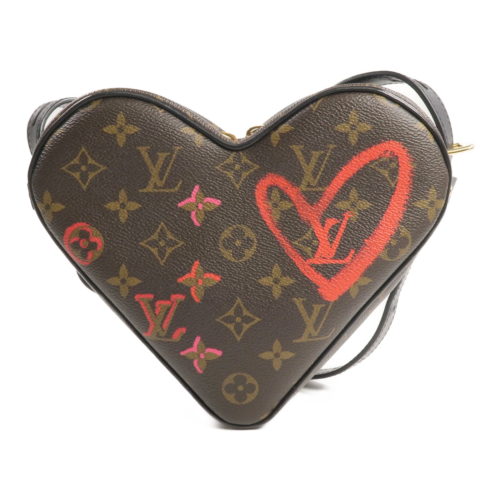 LOUIS VUITTON Monogram Sac Coeur Fall In Love金扣肩背袋棕色