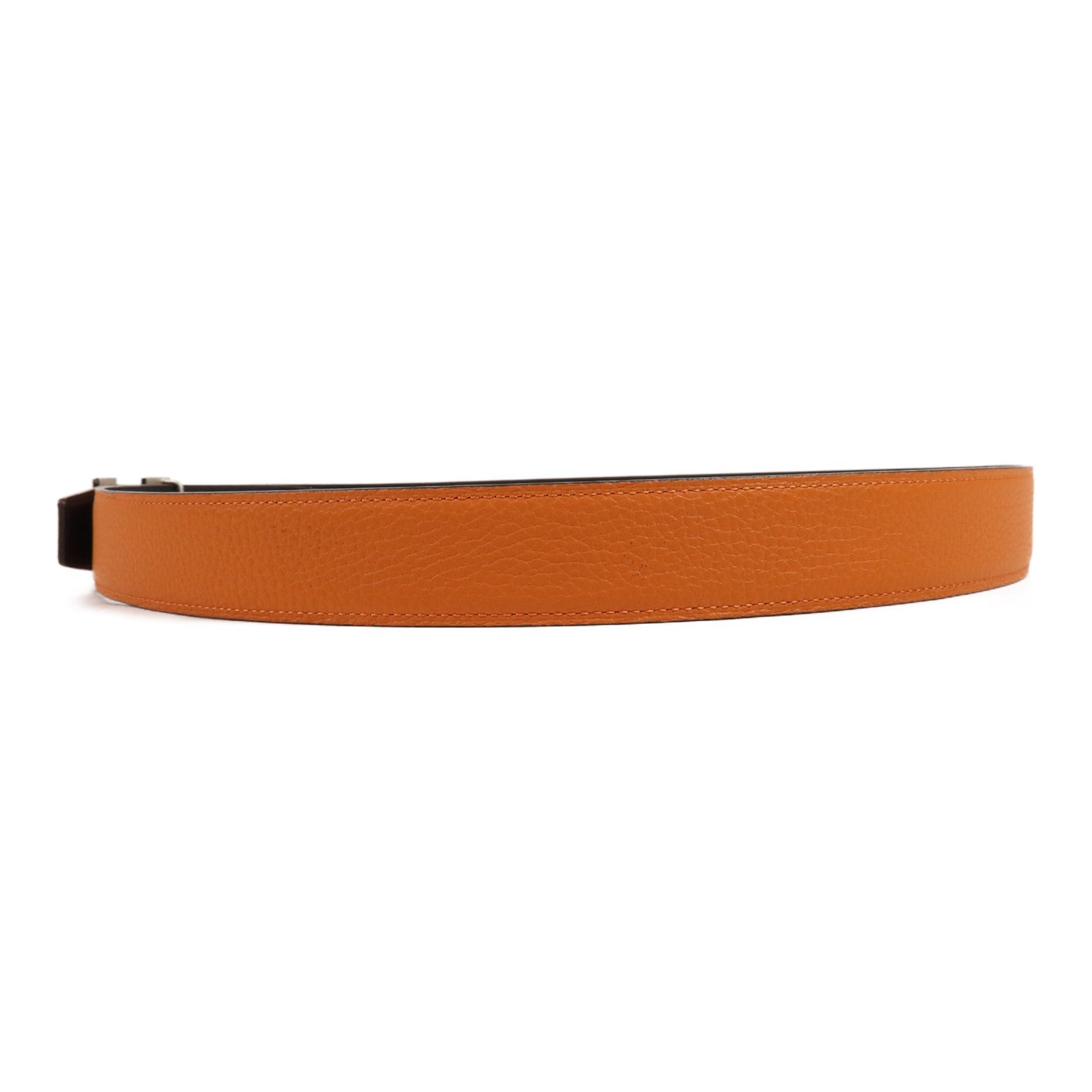 HERMES Clemence皮革Belt 105cm銀扣皮帶Orange