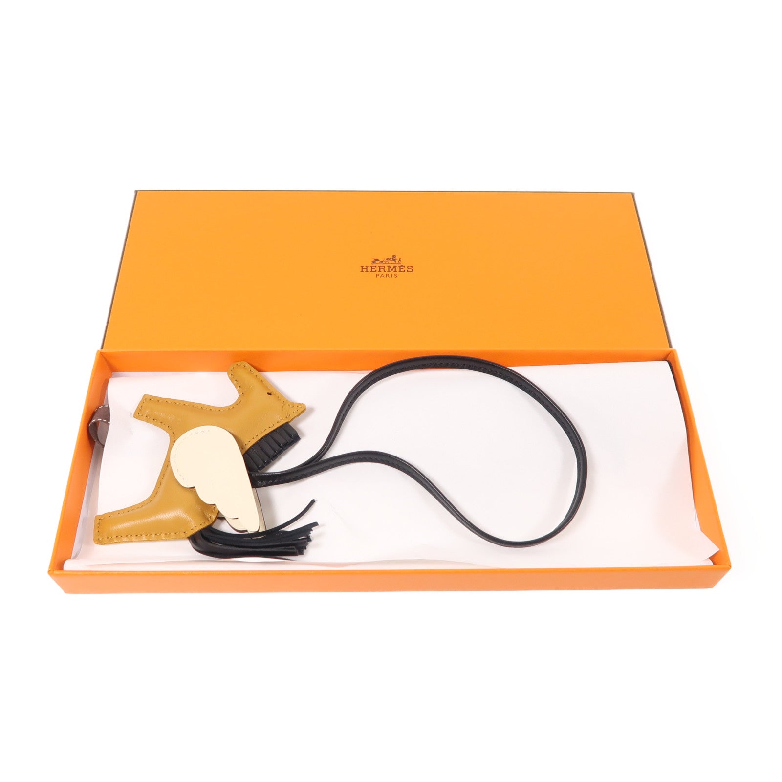 HERMES Milo/Swift皮革Rodeo Pegase PM掛飾Sesame