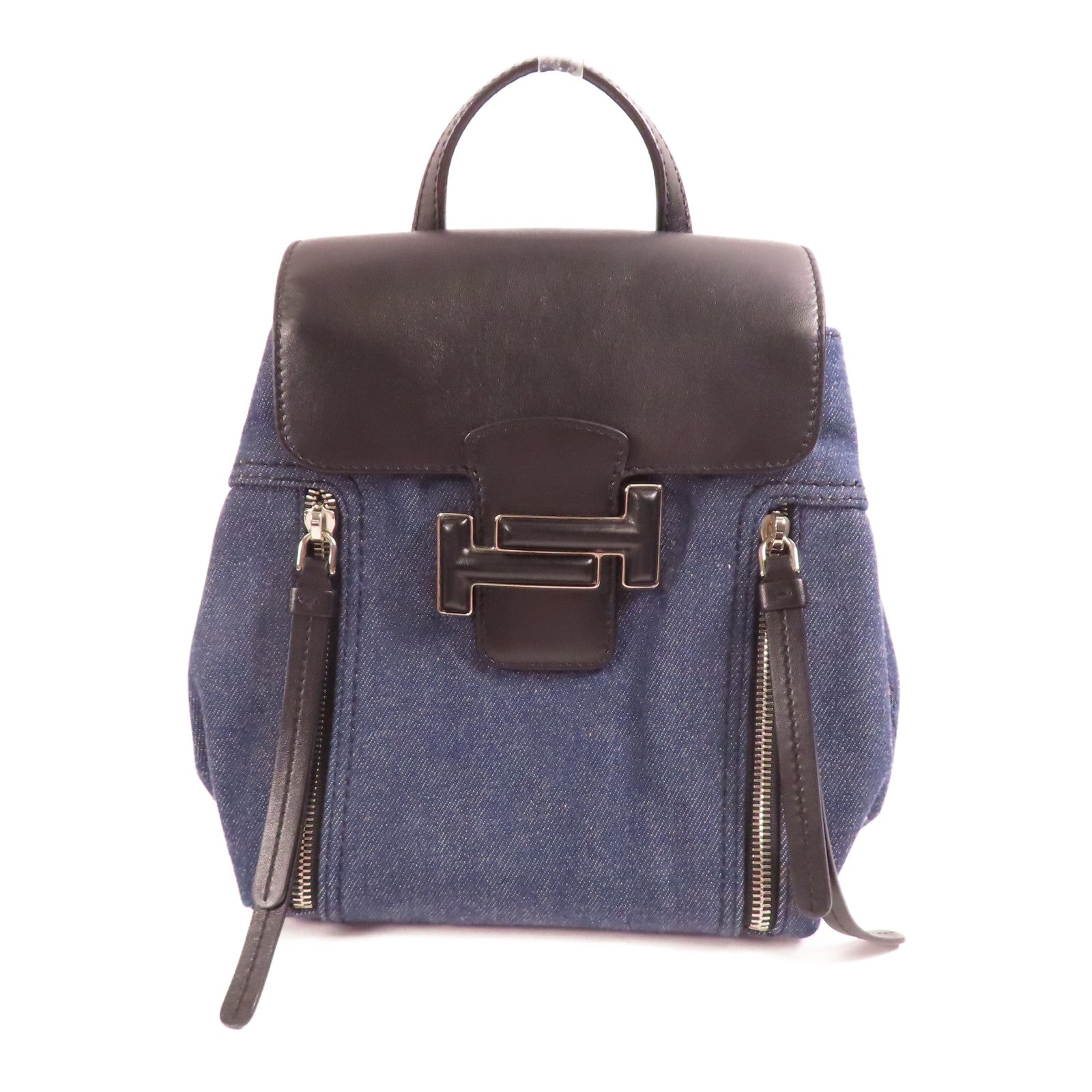 TOD'S 牛仔布Backpack銀扣背包