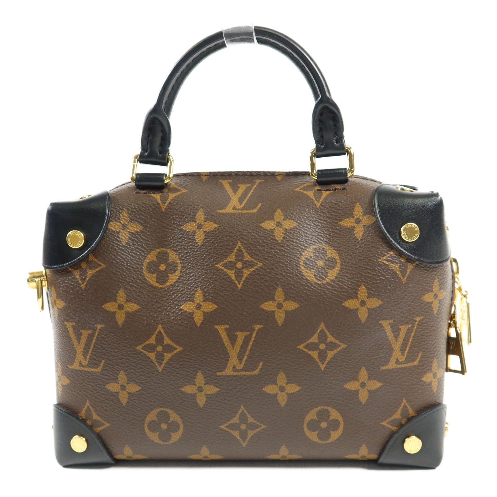LOUIS VUITTON Monogram Petite Malle Souple金扣手挽肩背兩用袋棕色
