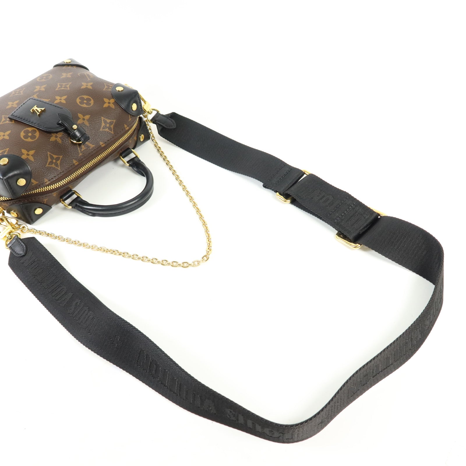 LOUIS VUITTON Monogram Petite Malle Souple金扣手挽肩背兩用袋棕色