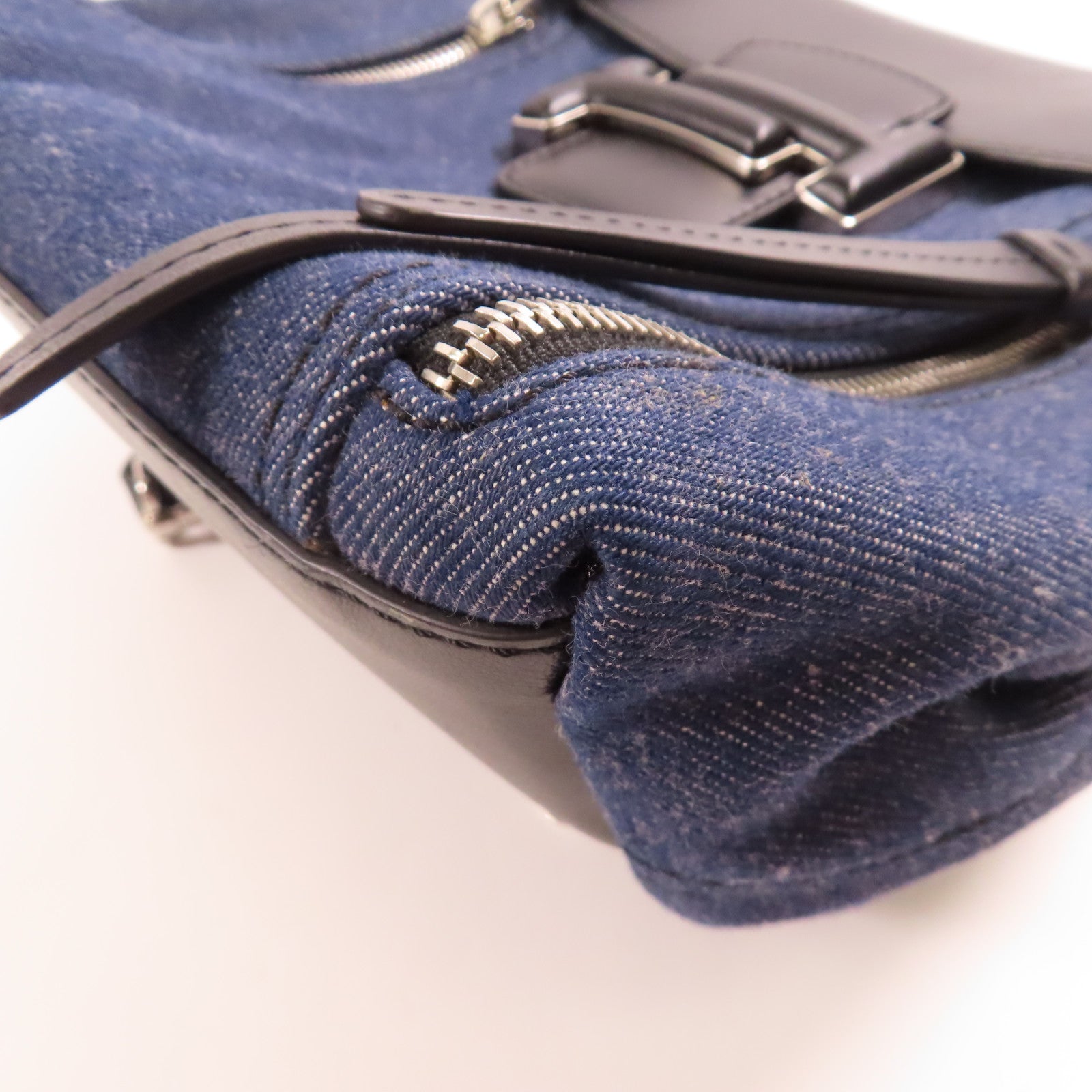 TOD'S 牛仔布Backpack銀扣背包