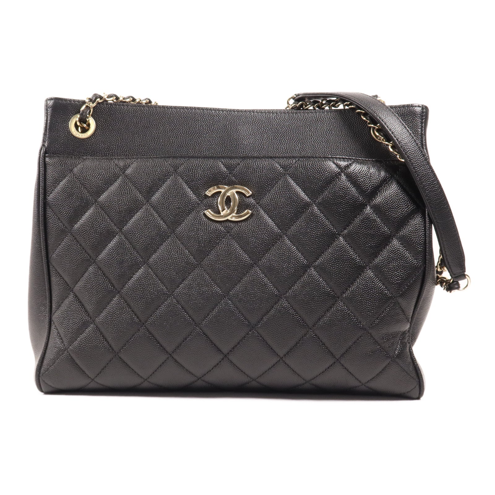 CHANEL 牛皮皮革Chain Tote金扣鏈帶肩背袋