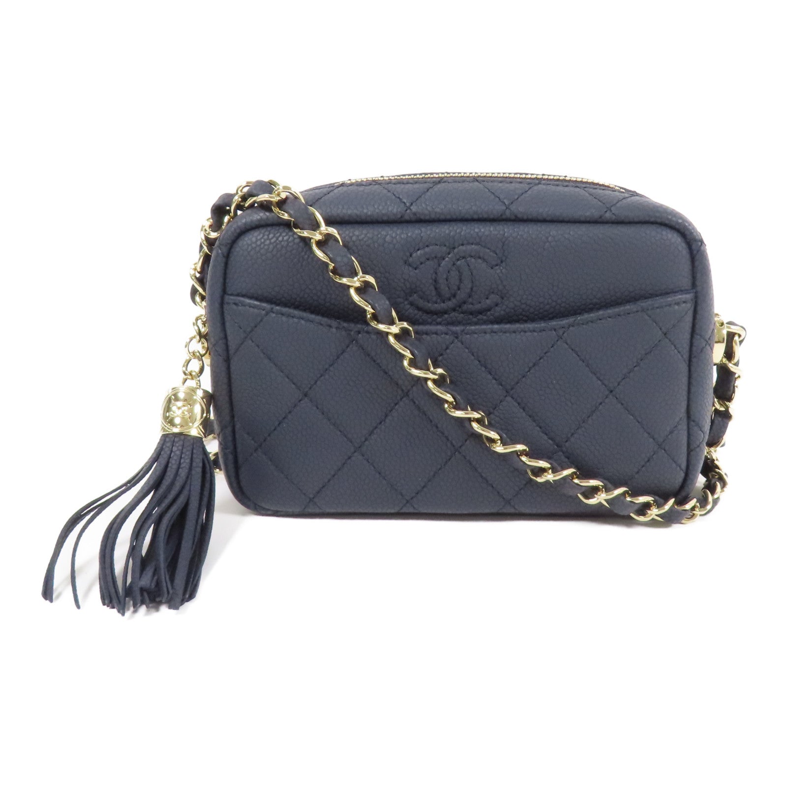 CHANEL 牛皮皮革Shoulder Bag金扣鏈帶肩背袋