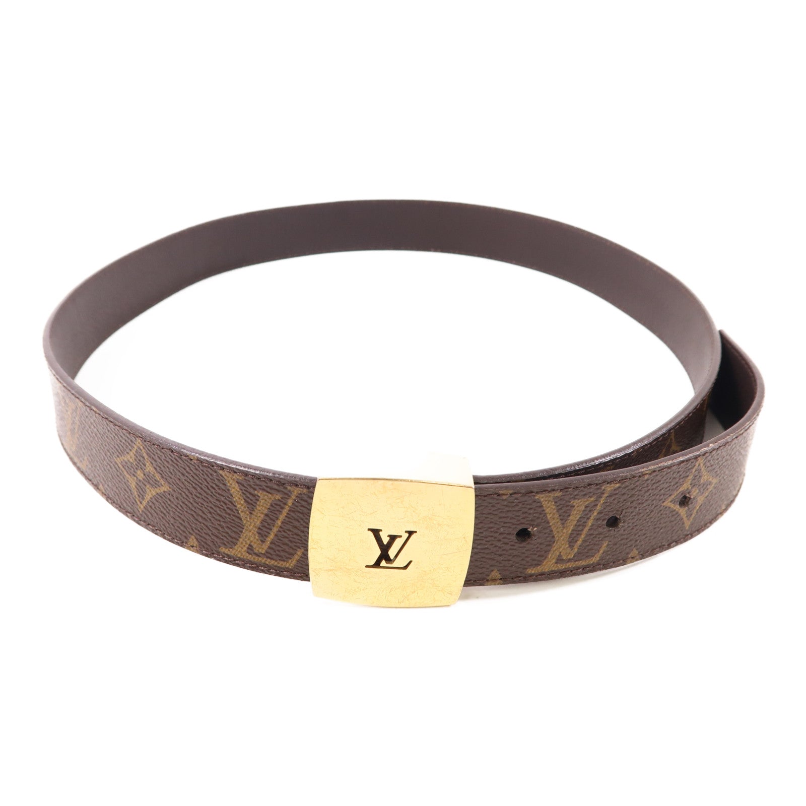LOUIS VUITTON Monogram Ceinture LV Cut金扣皮帶