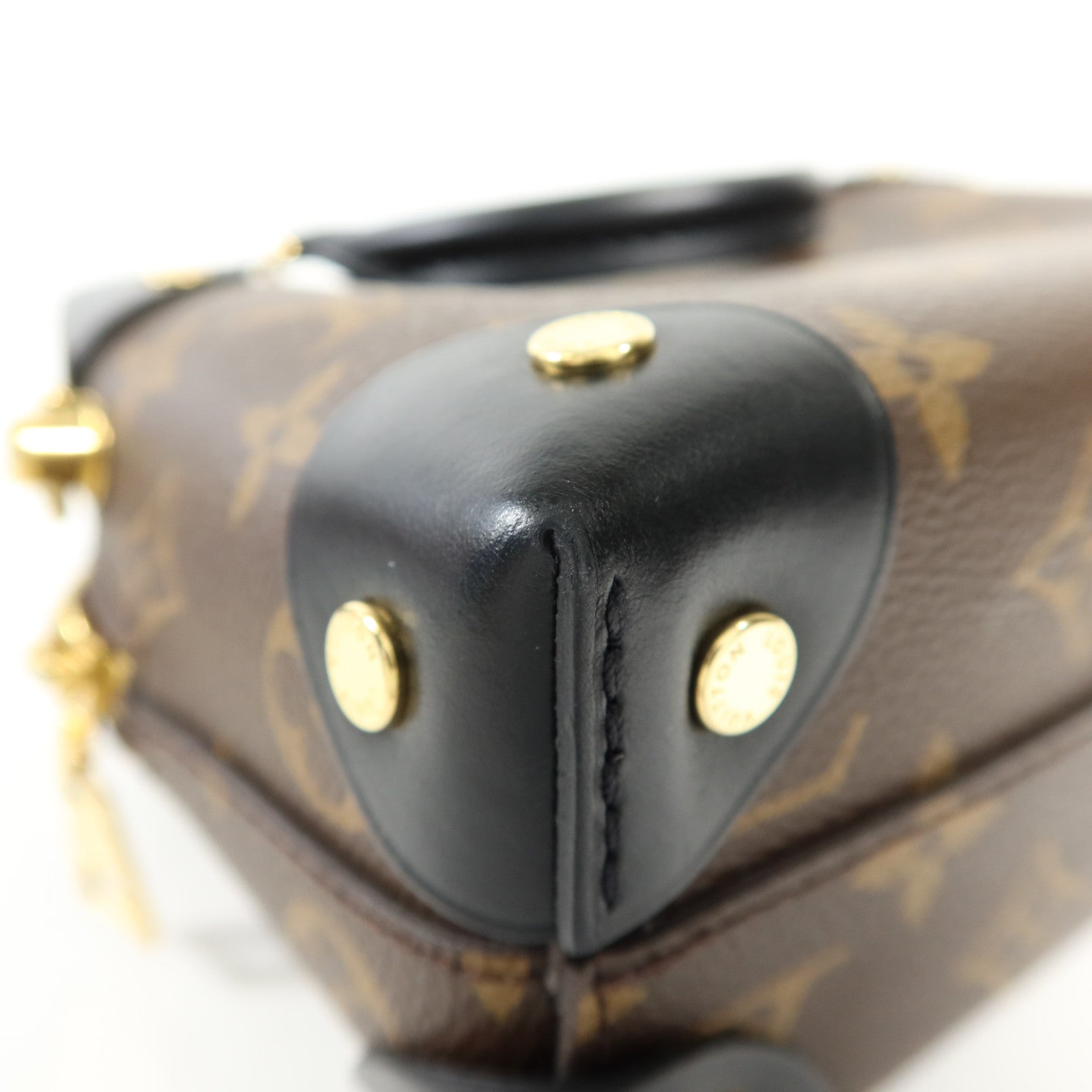 LOUIS VUITTON Monogram Petite Malle Souple金扣手挽肩背兩用袋棕色