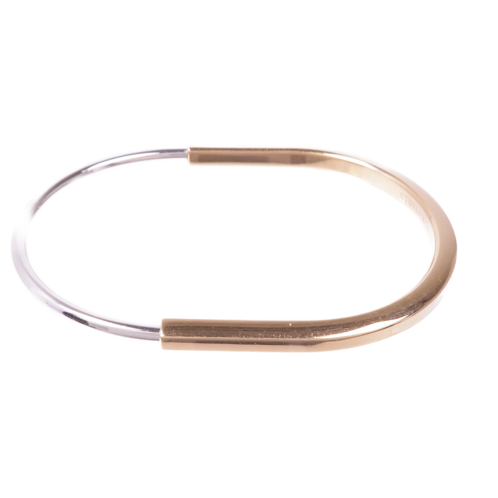 TIFFANY&CO 18K玫瑰金/白金Lock Bracelet手鏈