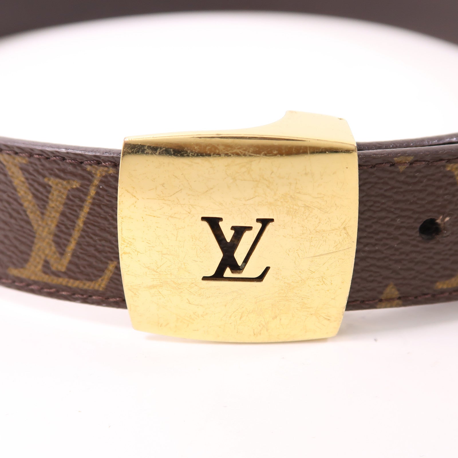 LOUIS VUITTON Monogram Ceinture LV Cut金扣皮帶