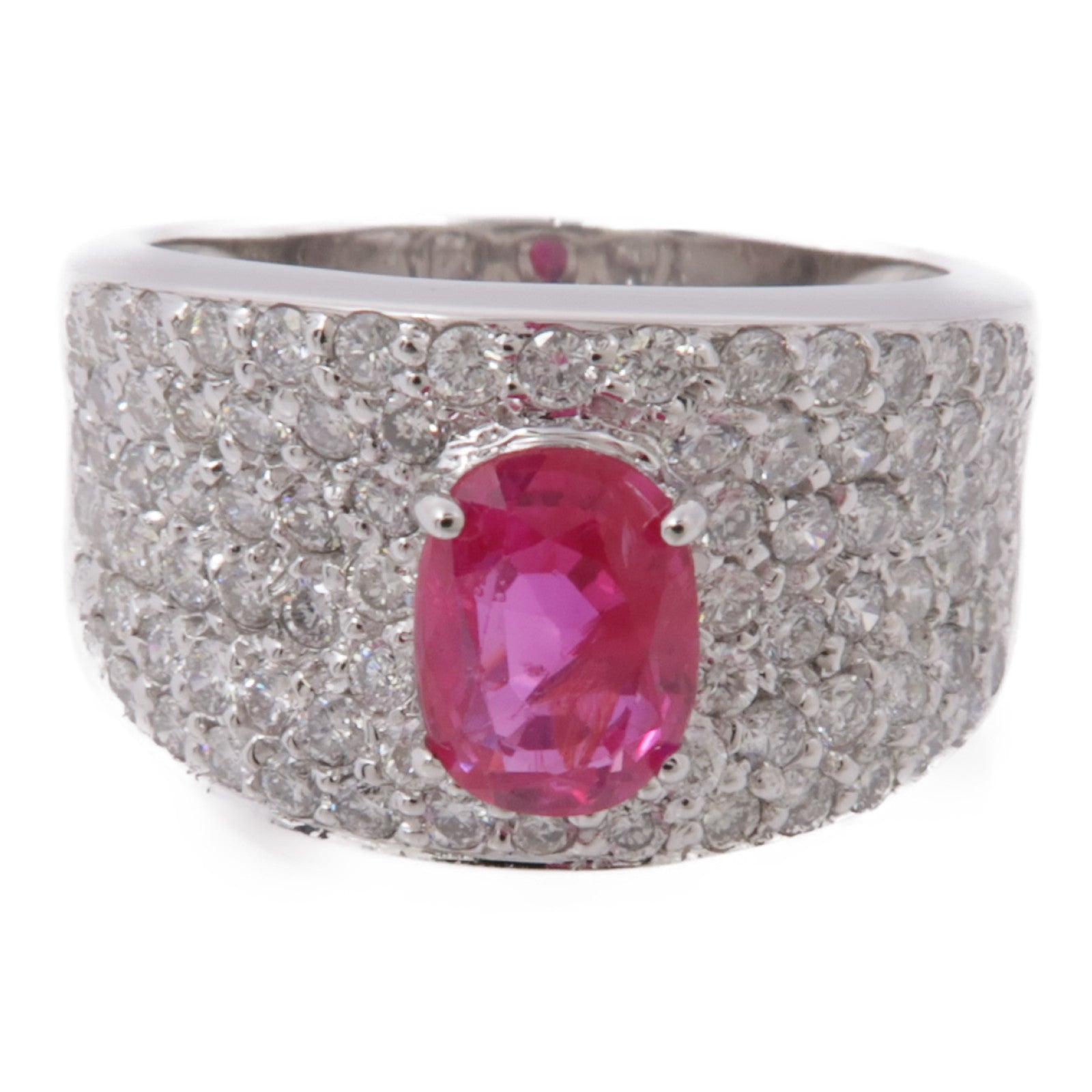 JEWELRY 【激減優惠】18K白金Ruby/Diamond Ring 紅寶石/鑽石戒指US#6