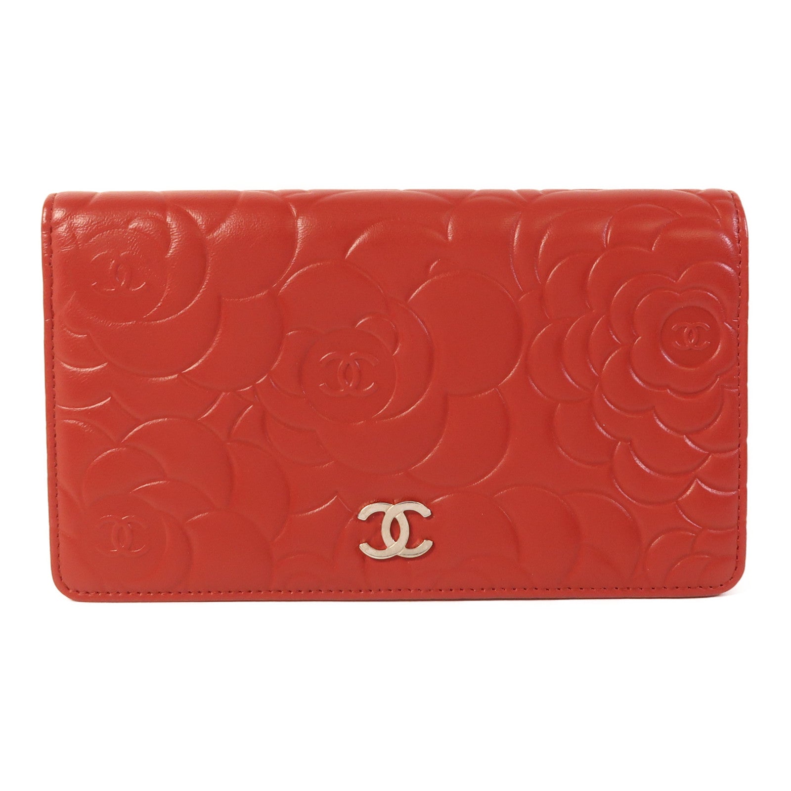 CHANEL 羊皮皮革Long Wallet銀扣長錢包