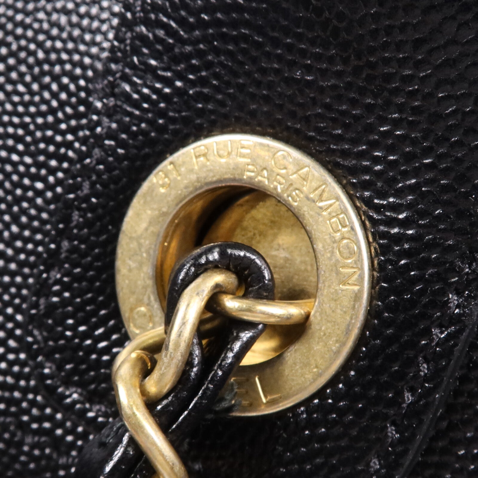 CHANEL 牛皮皮革Deauville金扣鏈帶手挽肩背兩用袋