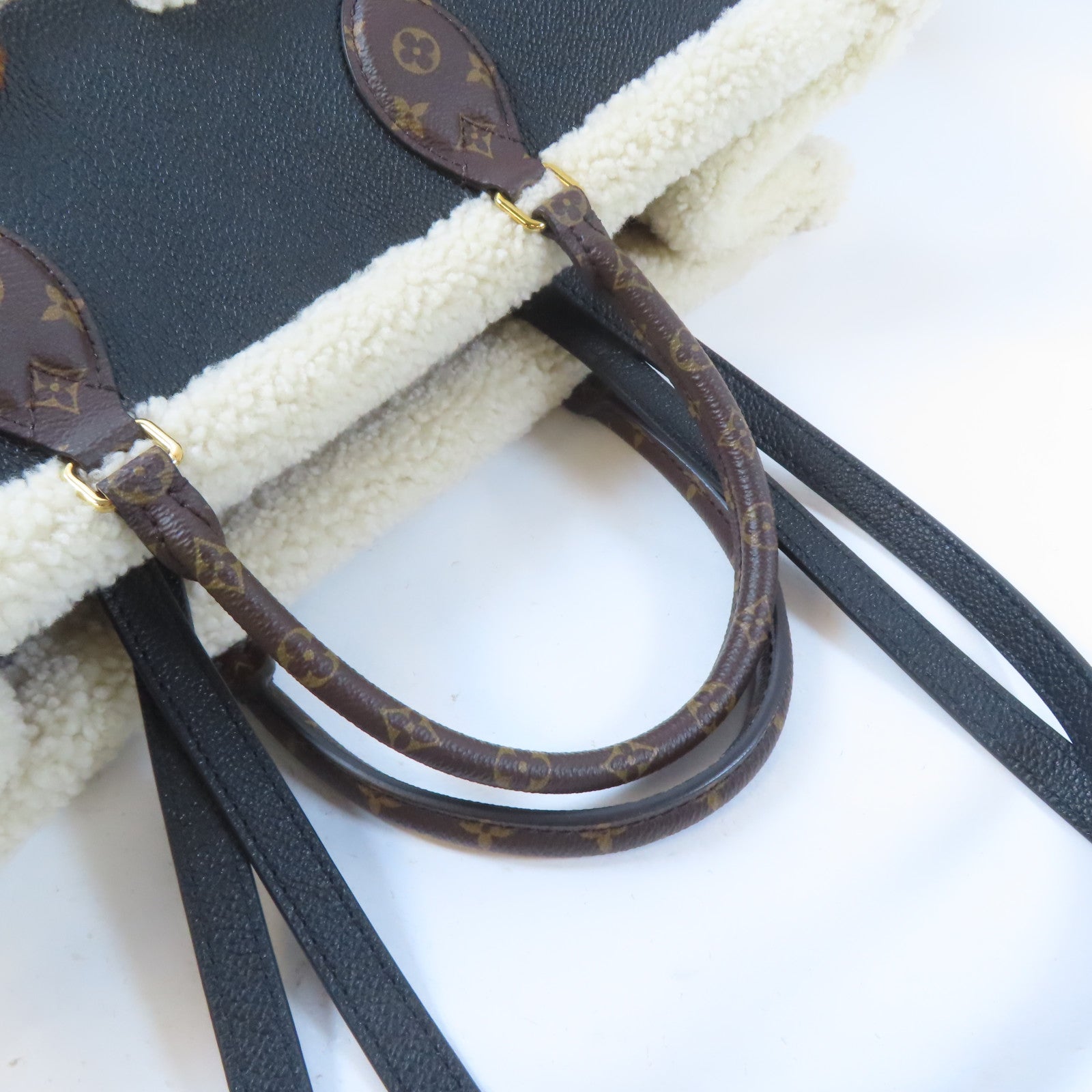 LOUIS VUITTON (PRICE DOWN) LV GHW On The Go GM Tote Bag 2 Way Bag M56958 Calfskin Wool Black