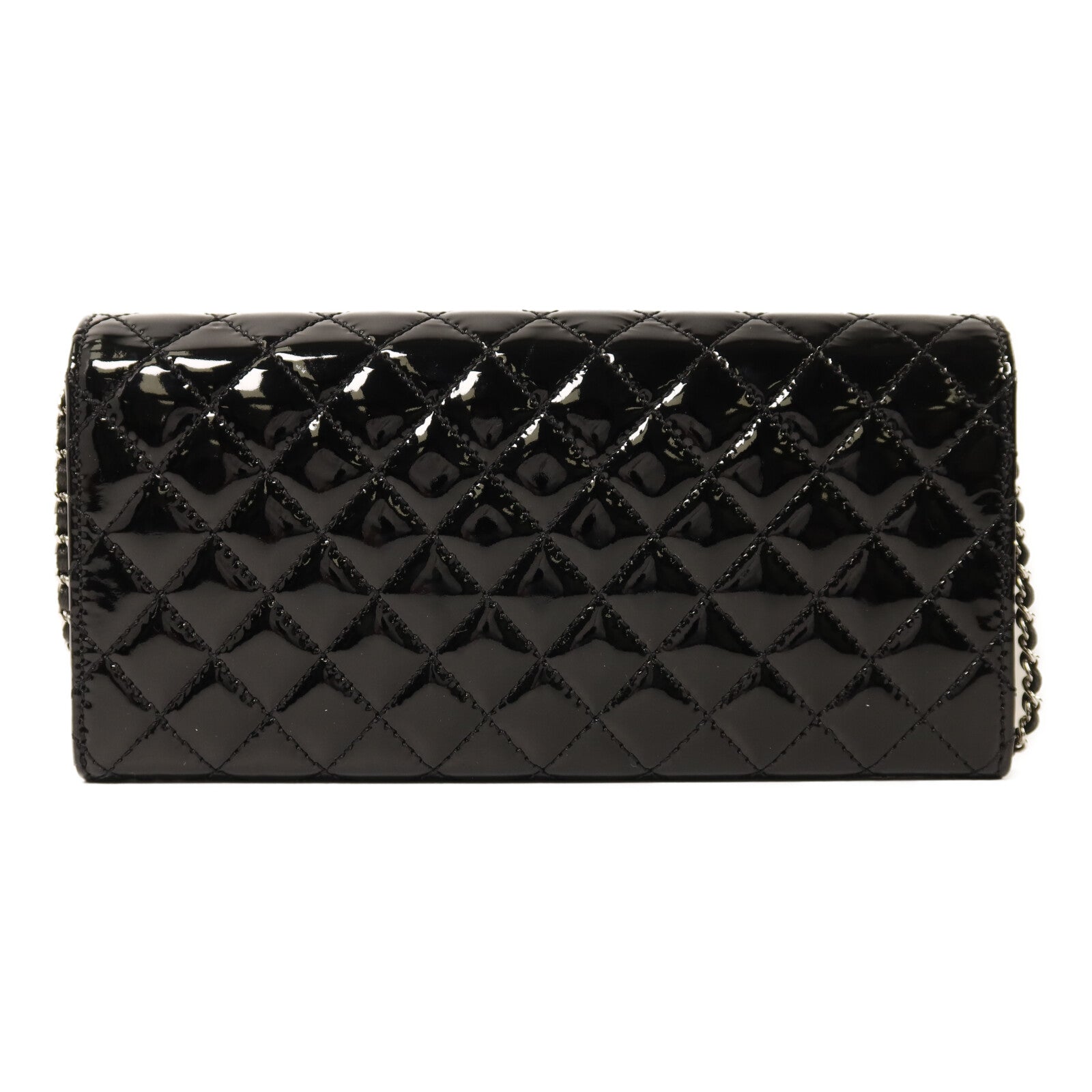 CHANEL 漆皮皮革Chain Shoulder銀扣鏈帶肩背袋