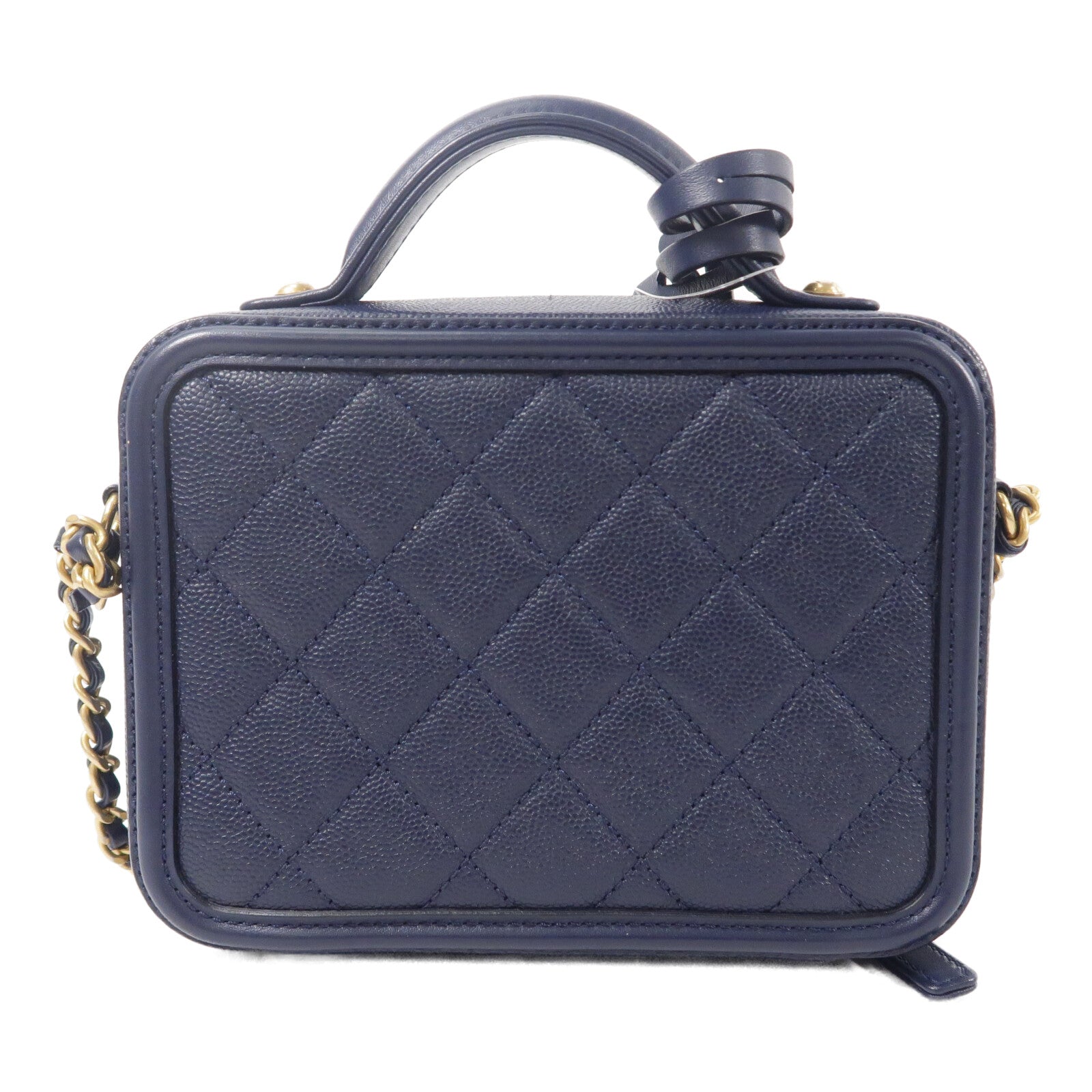 CHANEL 牛皮皮革Vanity Case鏈帶手挽肩背兩用袋