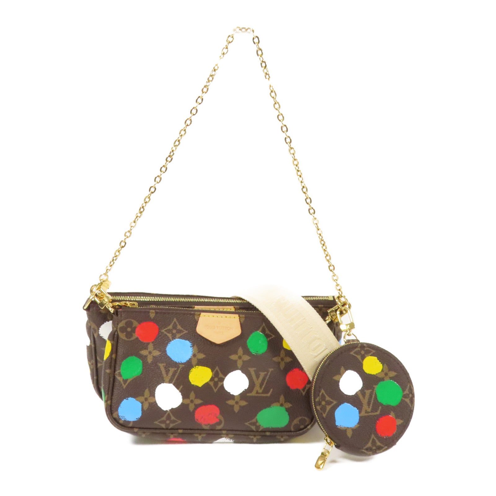LOUIS VUITTON Monogram LV X YK Pochette金扣手挽肩背兩用袋