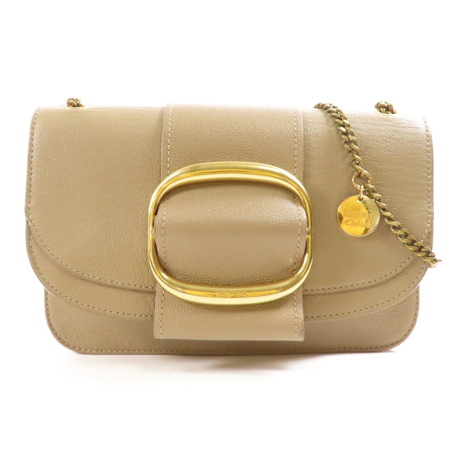 Chloe 牛皮皮革Shoulder Bag金扣鏈帶肩背袋