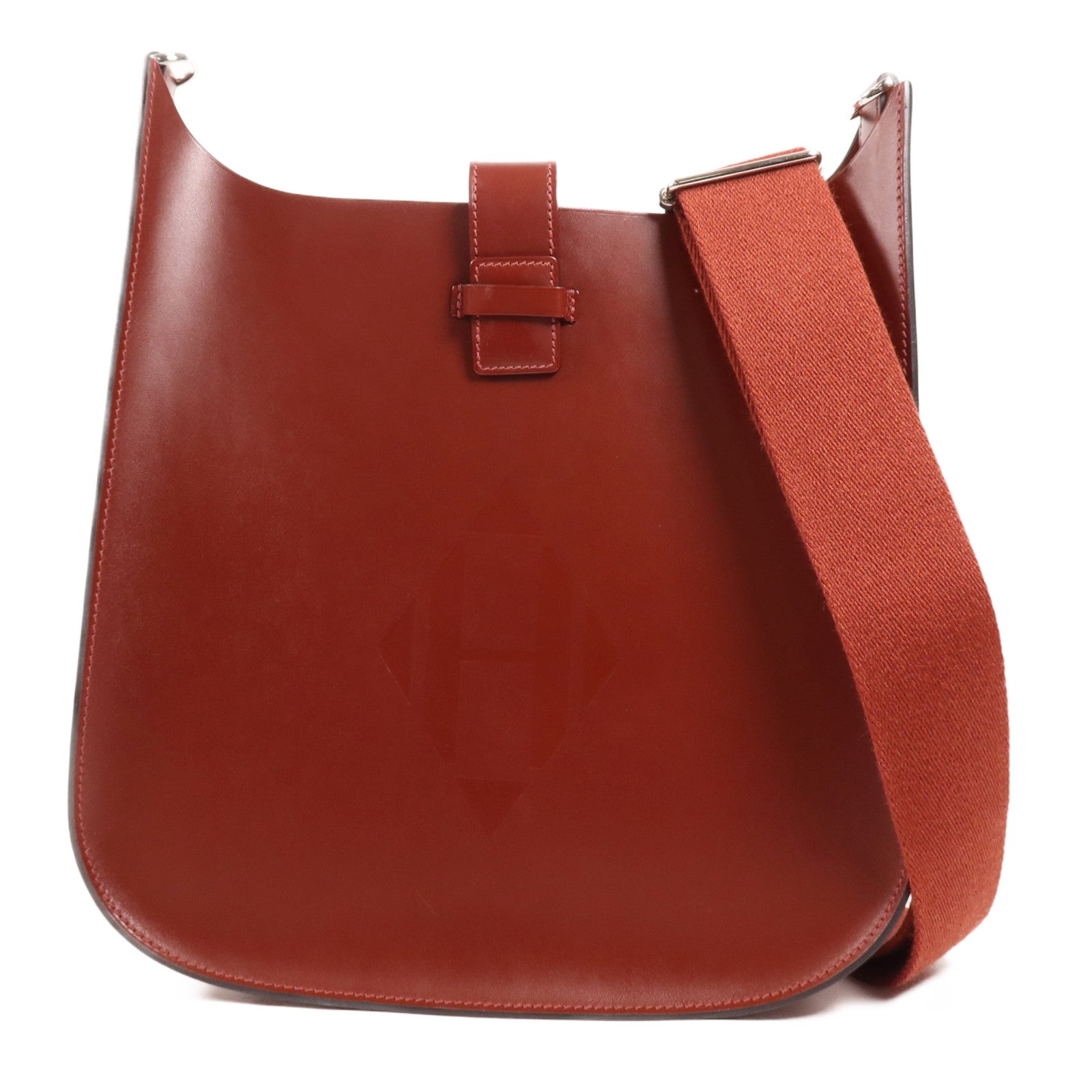 HERMES Vache Hunter皮革Evelyne Sellier 29銀扣肩背袋Rouge H