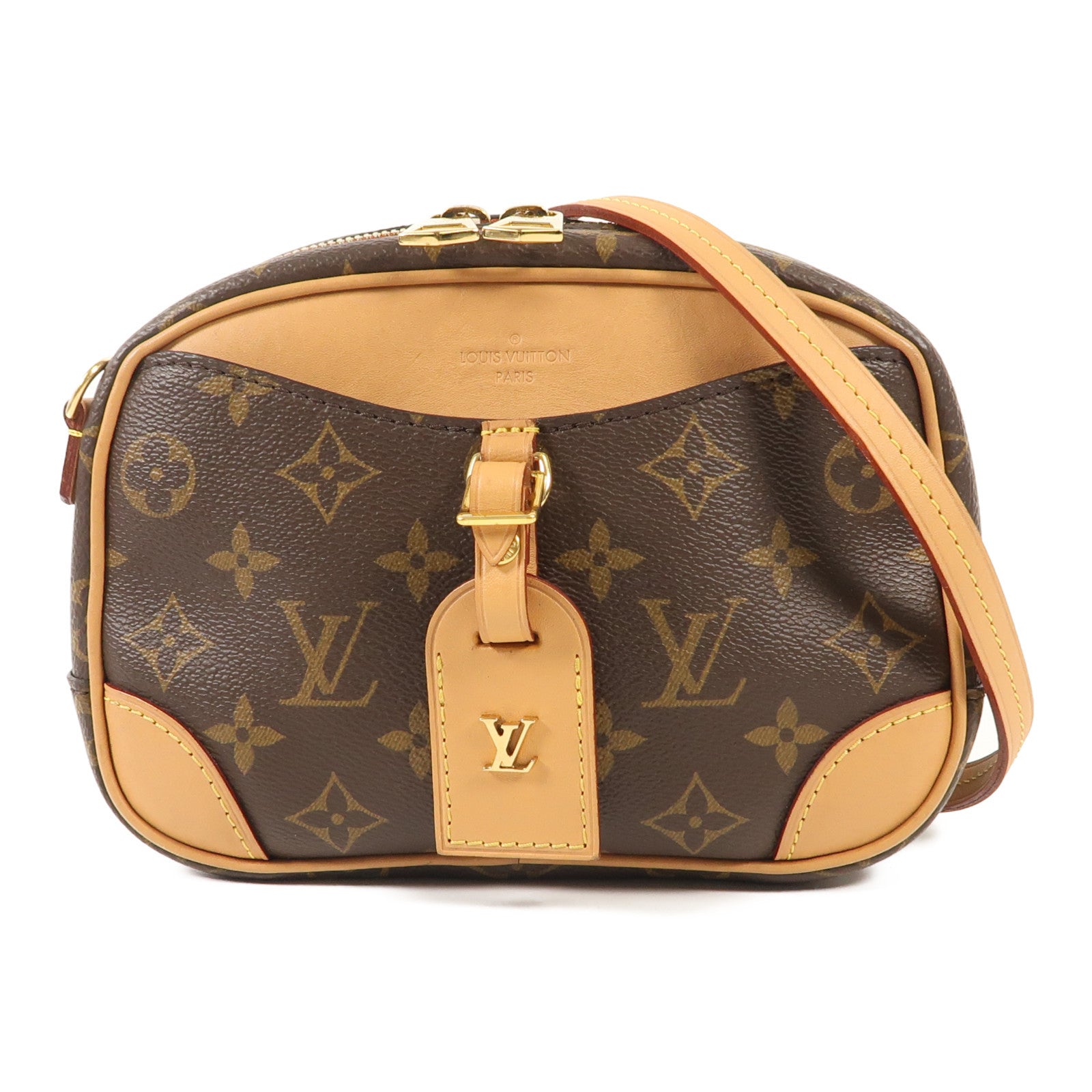 LOUIS VUITTON Monogram Deauville Mini金扣肩背袋棕色