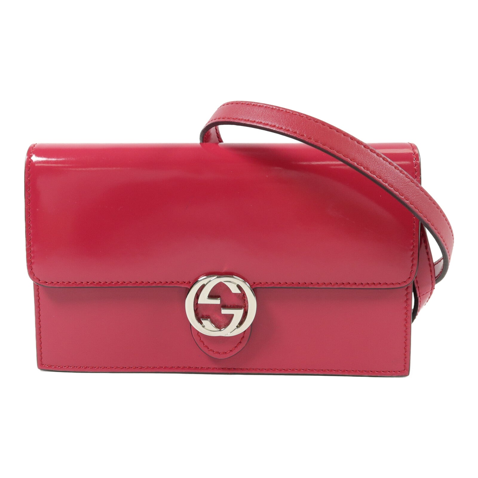 GUCCI 漆皮皮革Wallet On Chain肩背袋