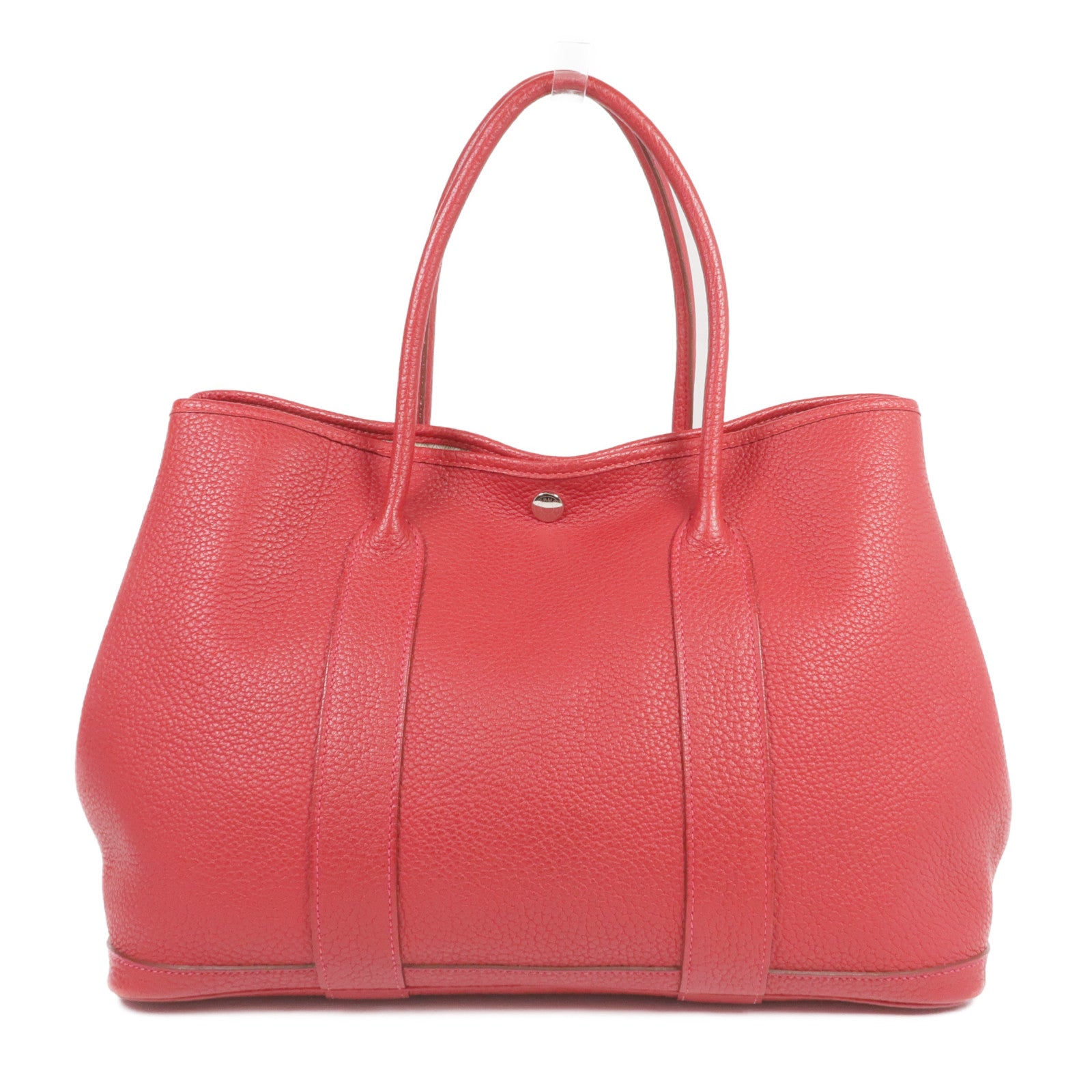 HERMES Negonda皮革Garden Party PM銀扣手挽袋Rouge Casaque