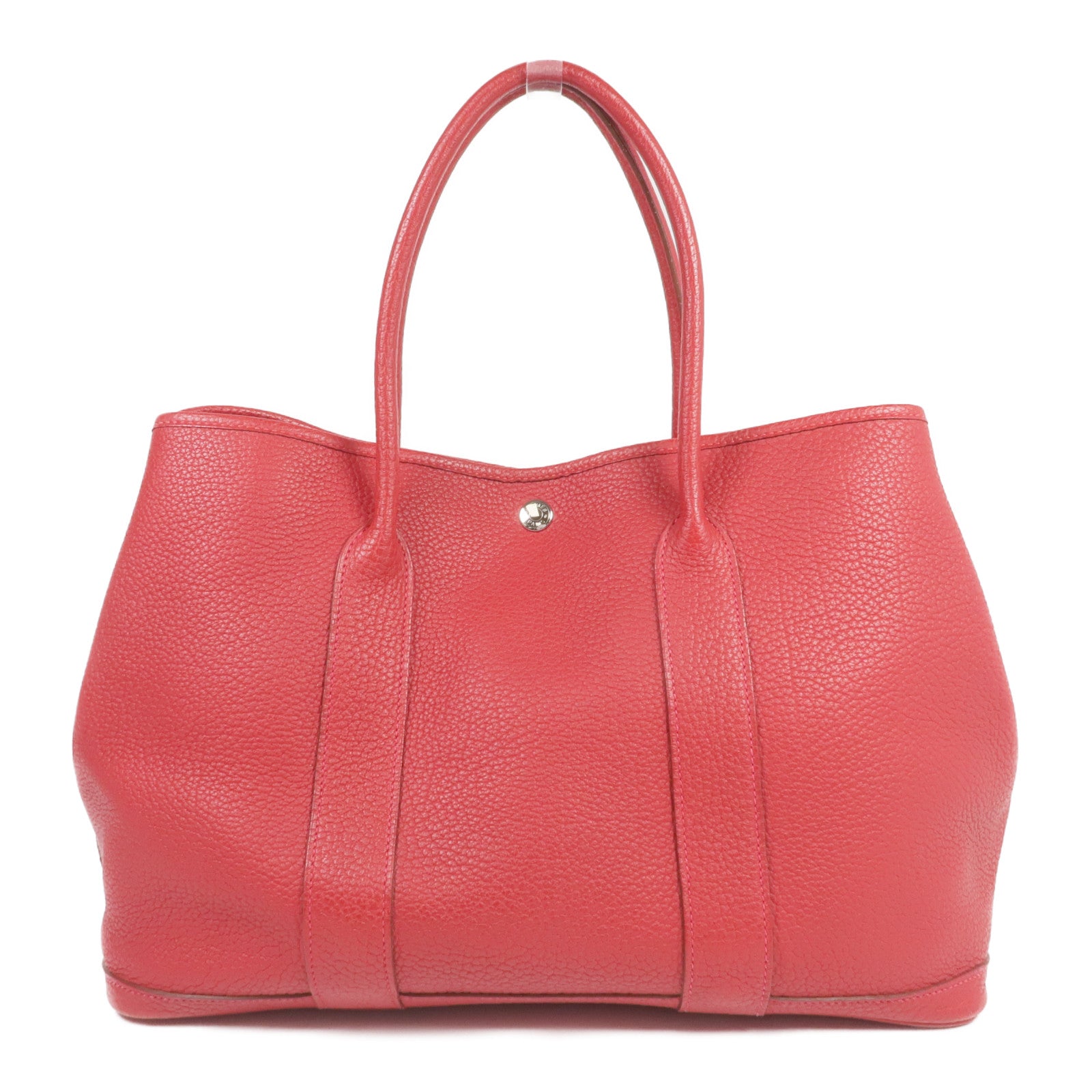 HERMES Negonda皮革Garden Party PM銀扣手挽袋Rouge Casaque