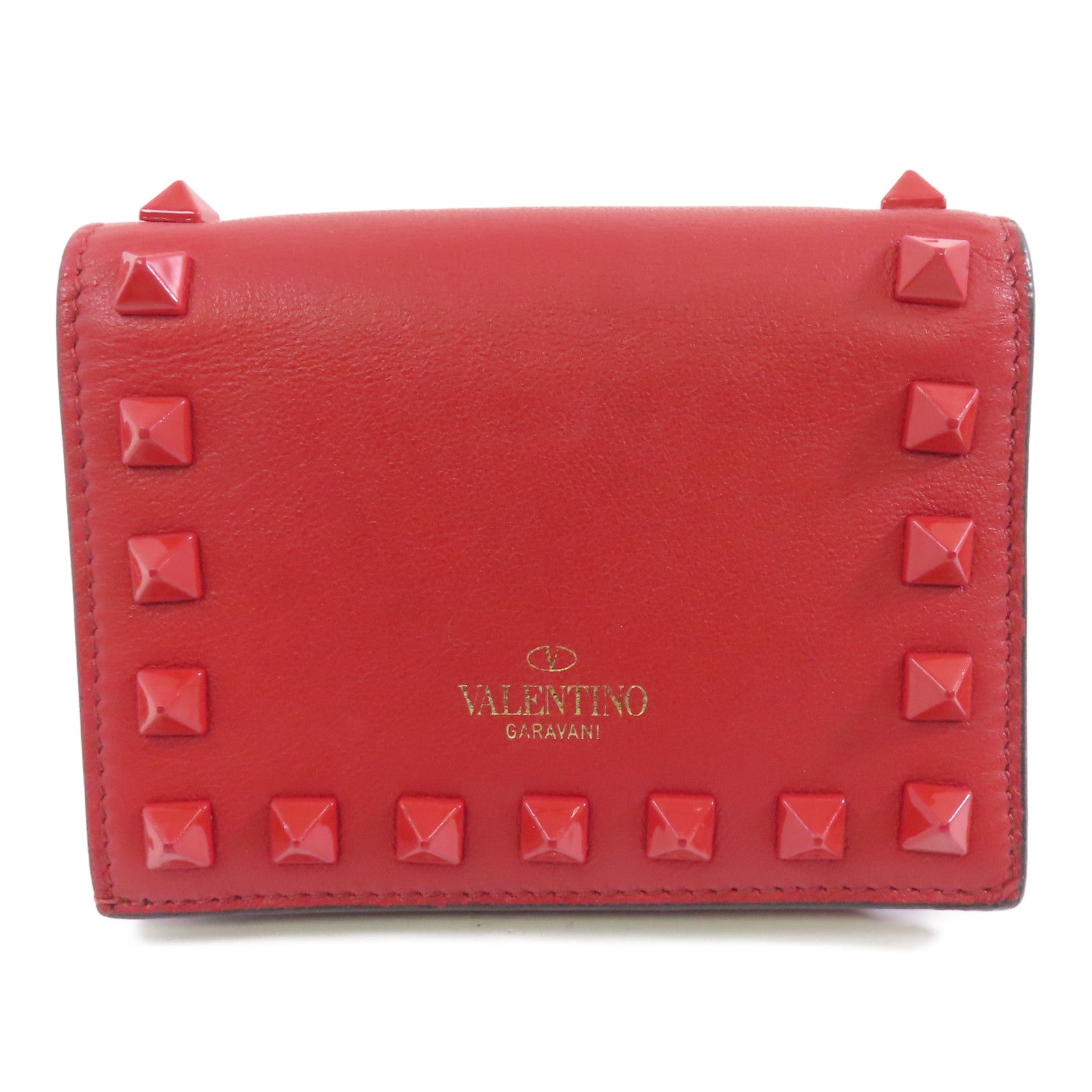 Valentino 【激減優惠】羊皮皮革Wallet金扣錢包紅色