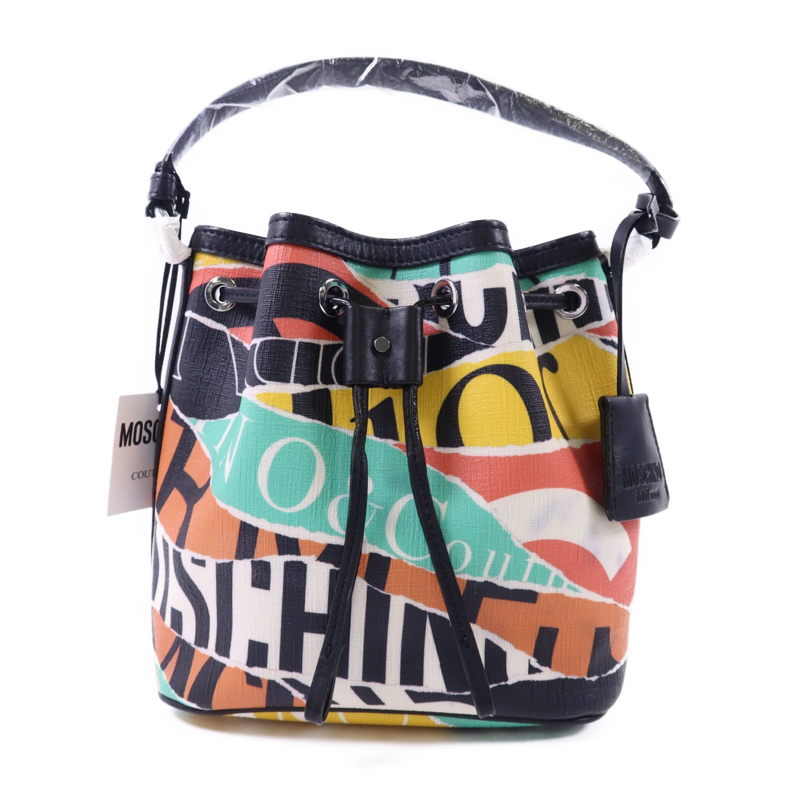 MOSCHINO 塗層帆布Handbag銀扣肩背袋