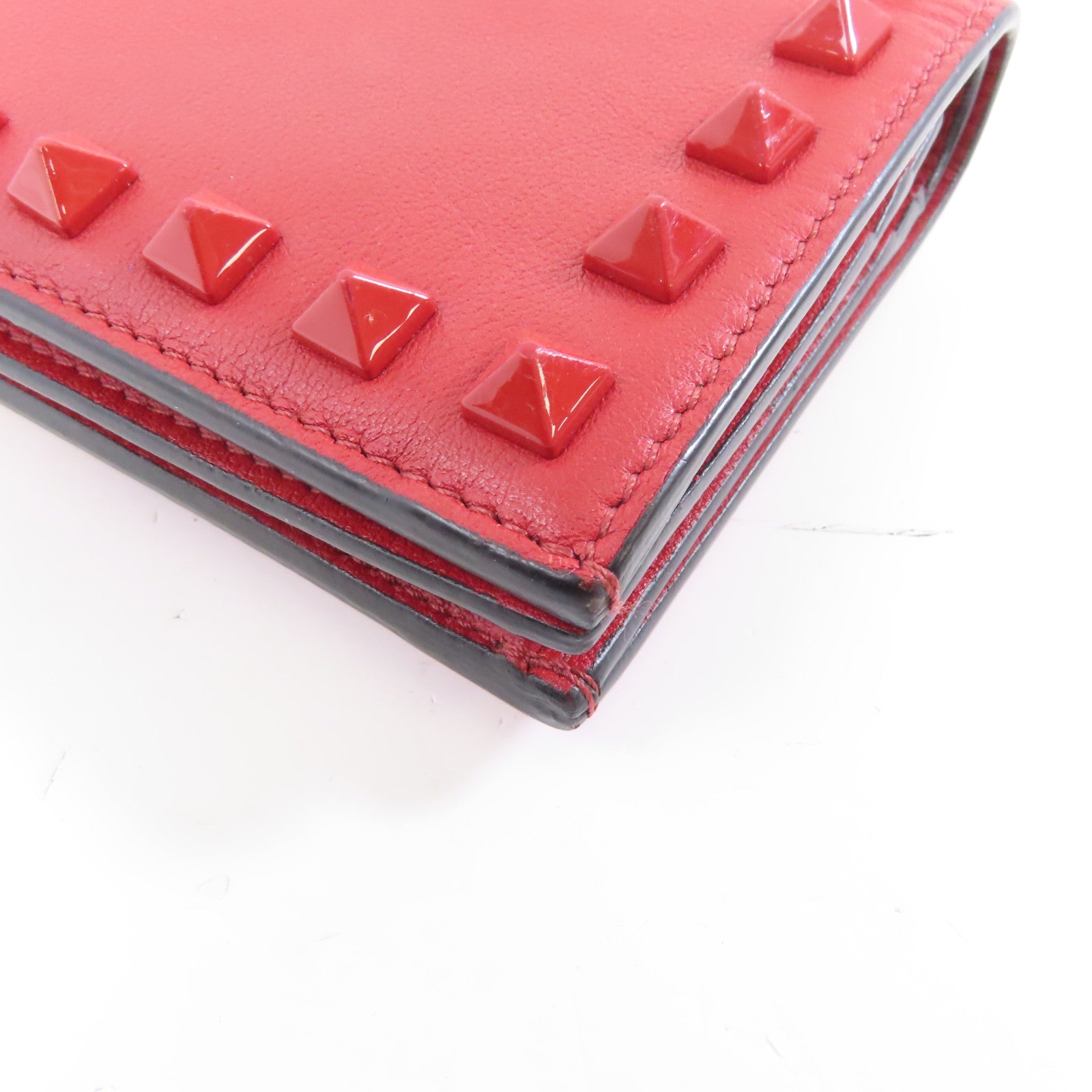 Valentino 【激減優惠】羊皮皮革Wallet金扣錢包紅色