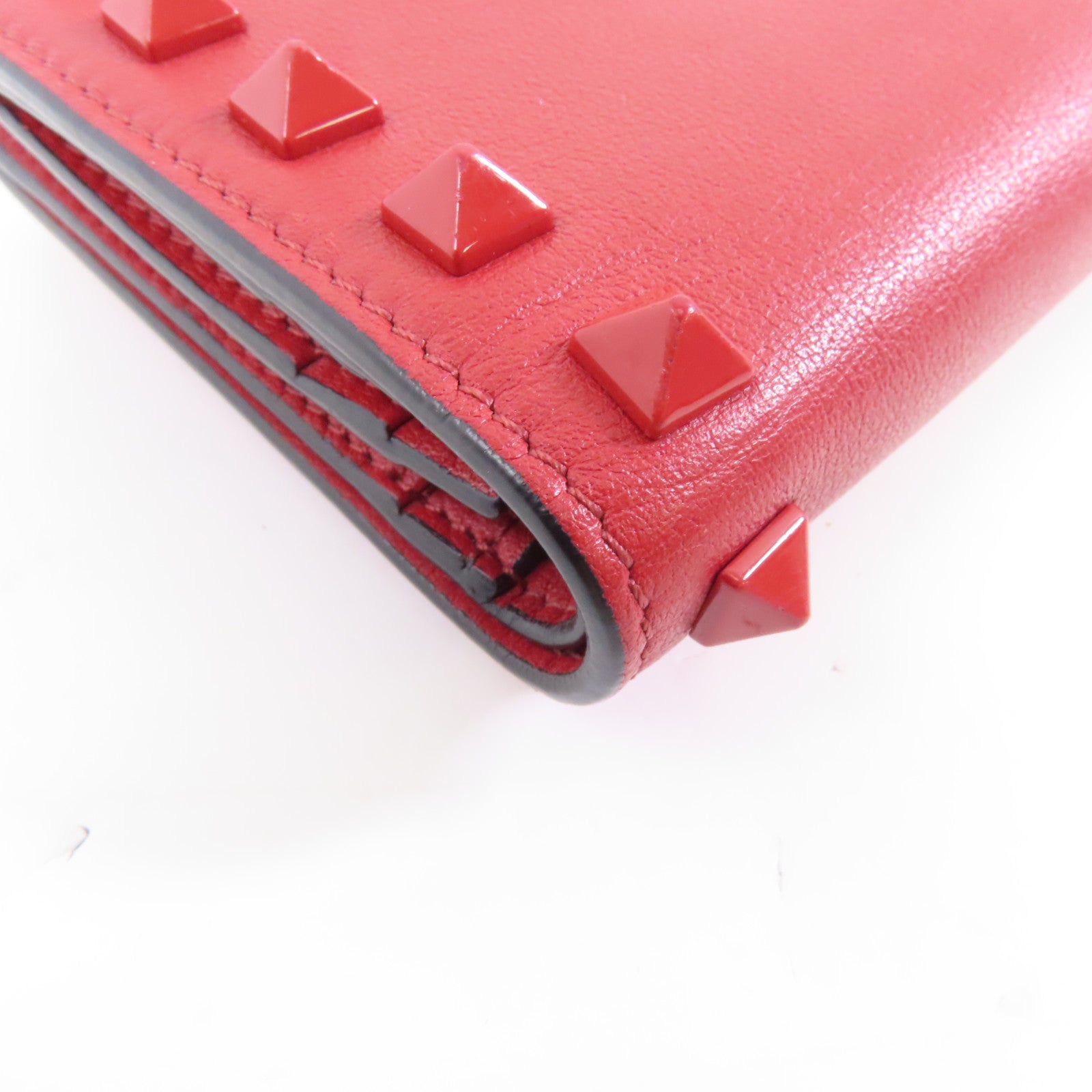 Valentino 【激減優惠】羊皮皮革Wallet金扣錢包紅色